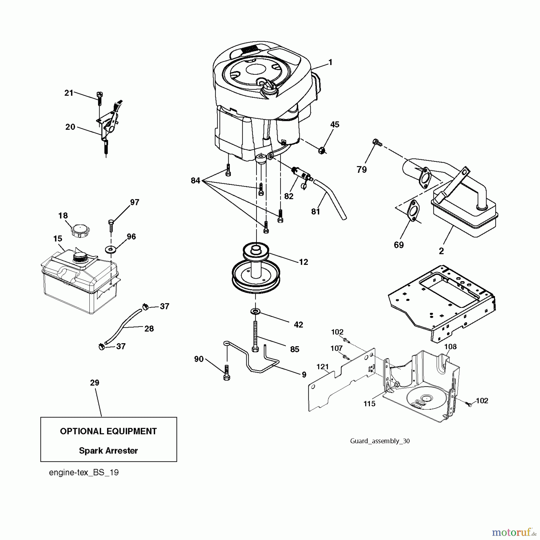  Jonsered Rasen  und Garten Traktoren LT2213 CA (96041009000) - Jonsered Lawn & Garden Tractor (2009-01) ENGINE