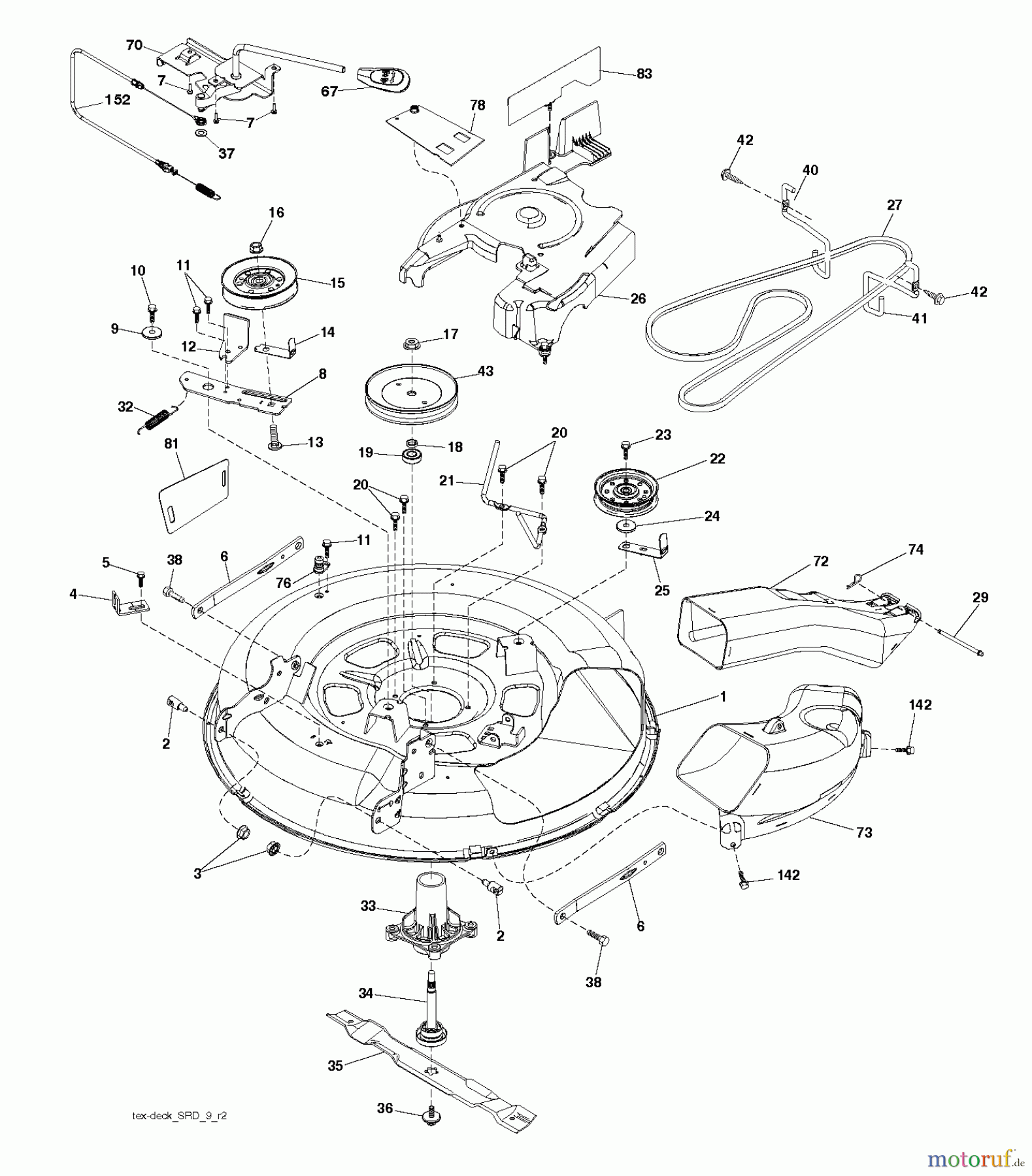 Jonsered Rasen und Garten Traktoren LT2213 CA (96041009000) - Jonsered Lawn & Garden Tractor (2009-01) MOWER DECK / CUTTING DECK
