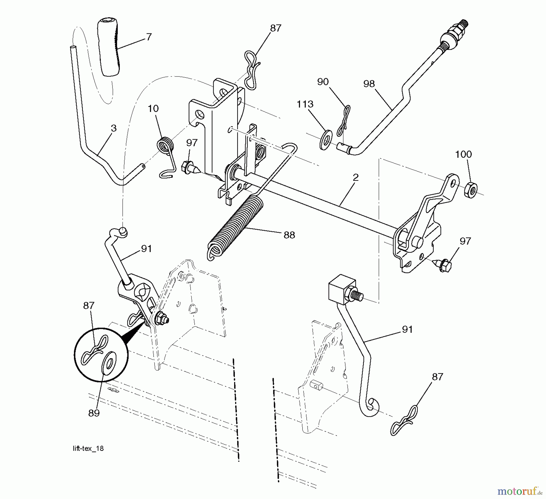 Jonsered Rasen und Garten Traktoren LT2213 CA (96041009000) - Jonsered Lawn & Garden Tractor (2009-01) MOWER LIFT / DECK LIFT