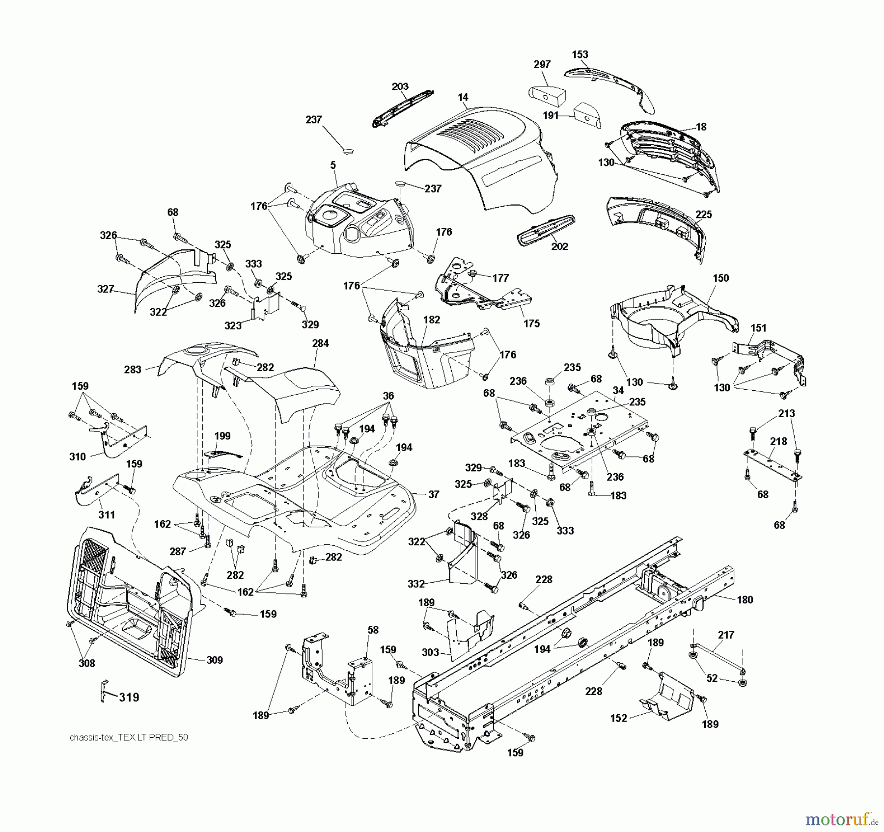 Jonsered Rasen und Garten Traktoren LT2213 CA (96041015500) - Jonsered Lawn & Garden Tractor (2010-01) CHASSIS ENCLOSURES