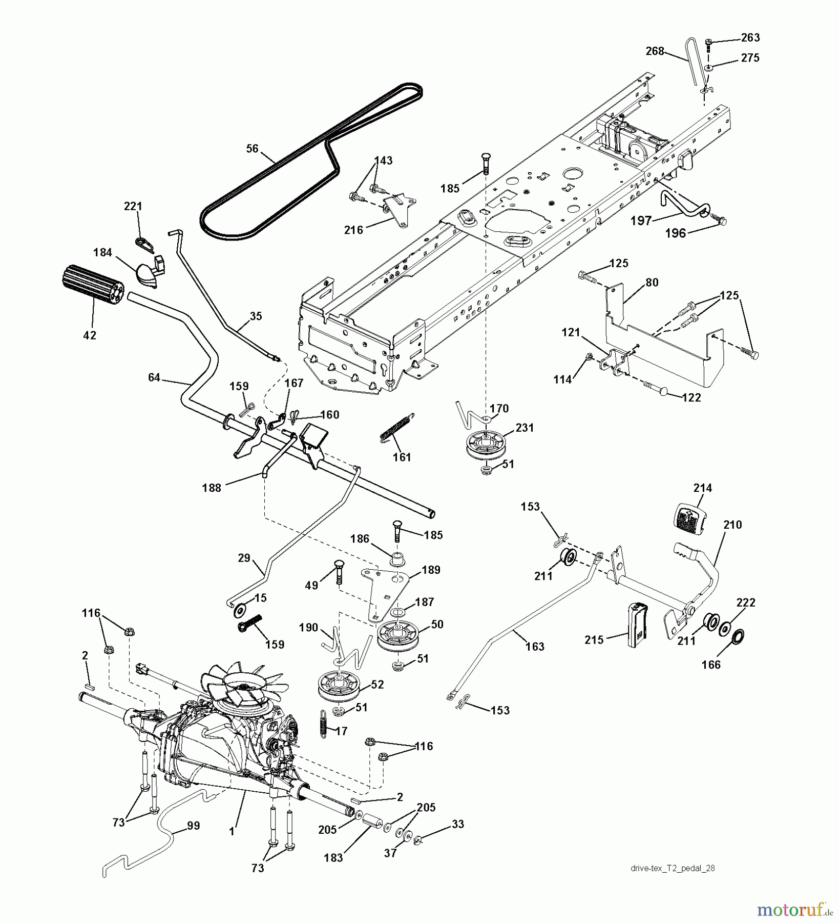 Jonsered Rasen und Garten Traktoren LT2213 CA (96041015500) - Jonsered Lawn & Garden Tractor (2010-01) DRIVE