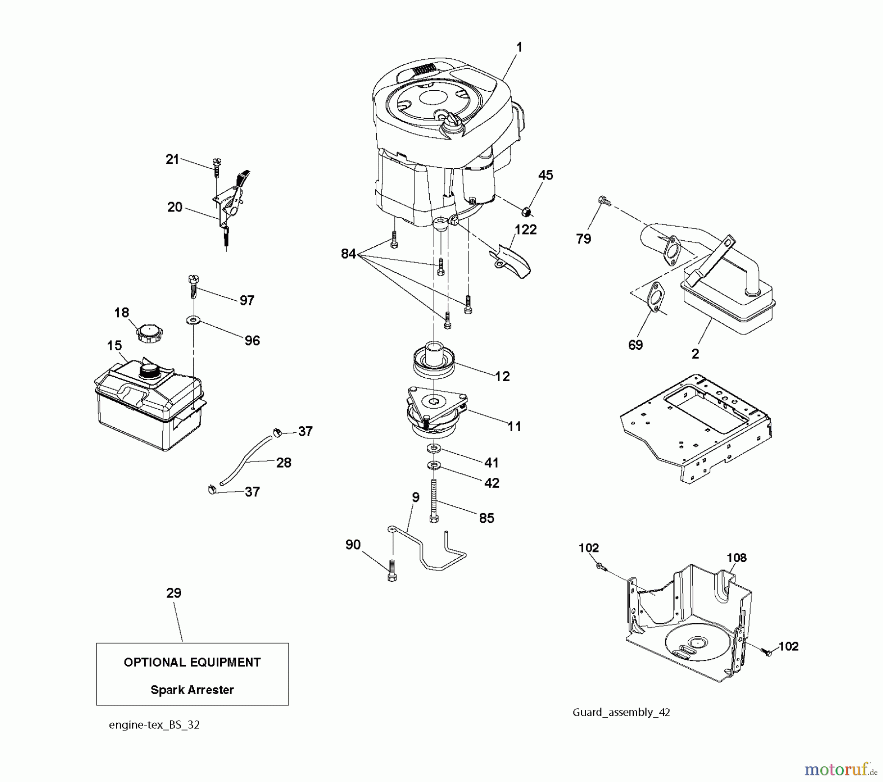  Jonsered Rasen  und Garten Traktoren LT2213 CA (96041015500) - Jonsered Lawn & Garden Tractor (2010-01) ENGINE