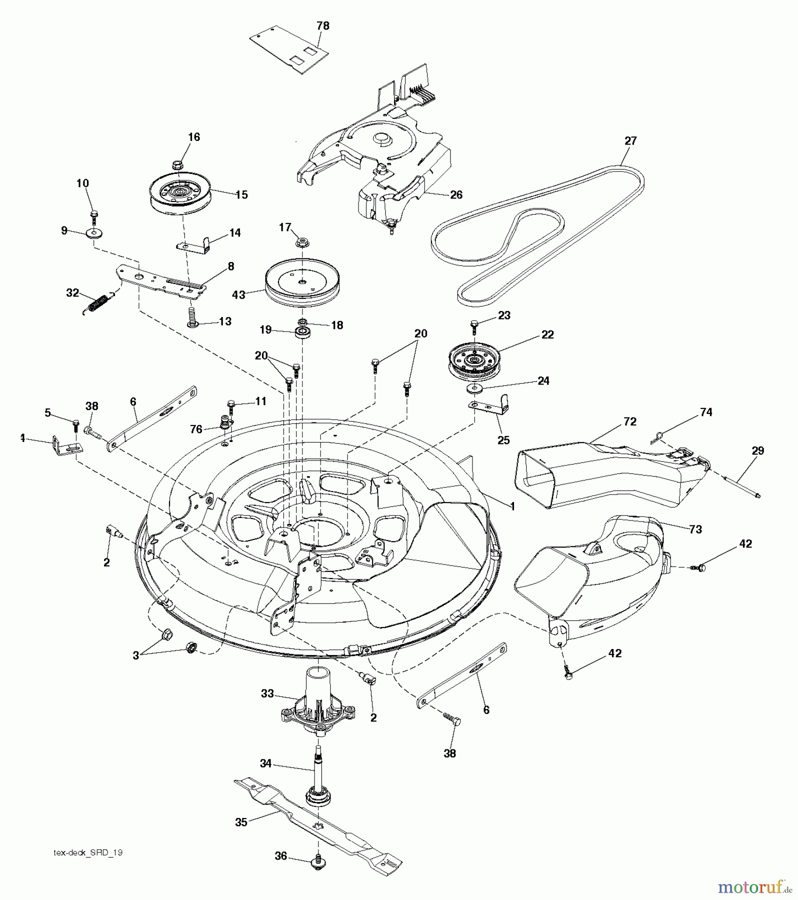 Jonsered Rasen und Garten Traktoren LT2213 CA (96041015500) - Jonsered Lawn & Garden Tractor (2010-01) MOWER DECK / CUTTING DECK