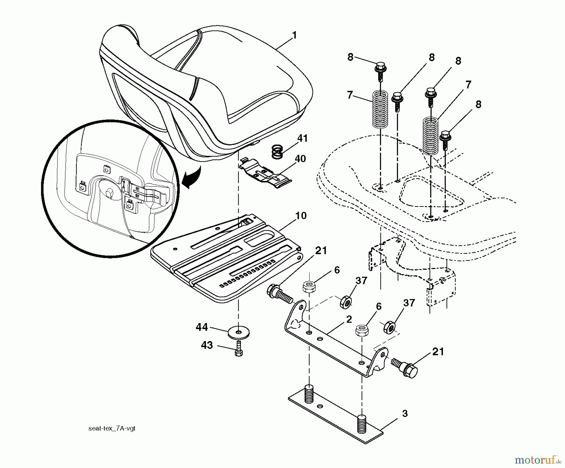 Jonsered Rasen und Garten Traktoren LT2213 CA (96041015500) - Jonsered Lawn & Garden Tractor (2010-01) SEAT