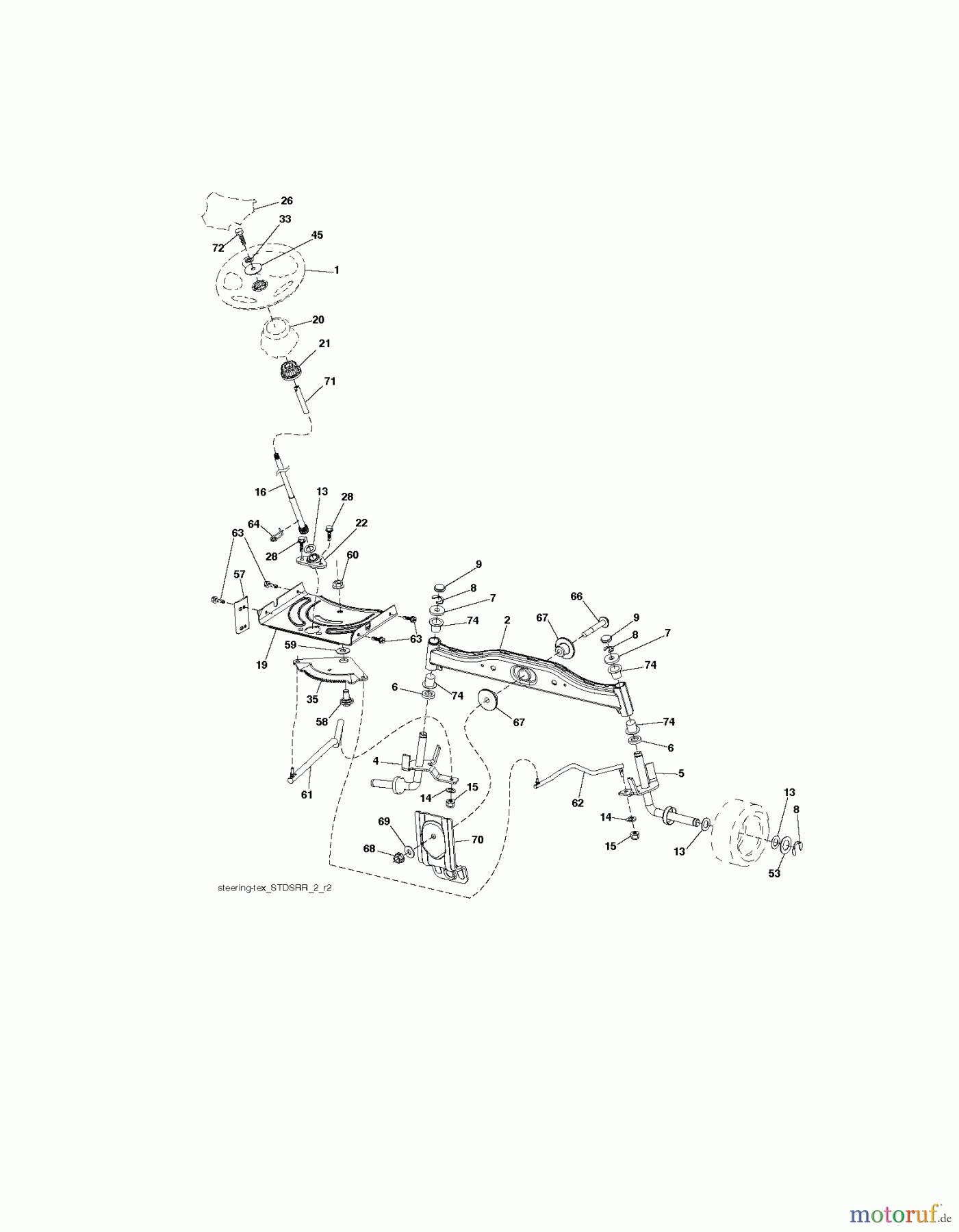 Jonsered Rasen und Garten Traktoren LT2213 CA (96051001002) - Jonsered Lawn & Garden Tractor (2011-08) STEERING