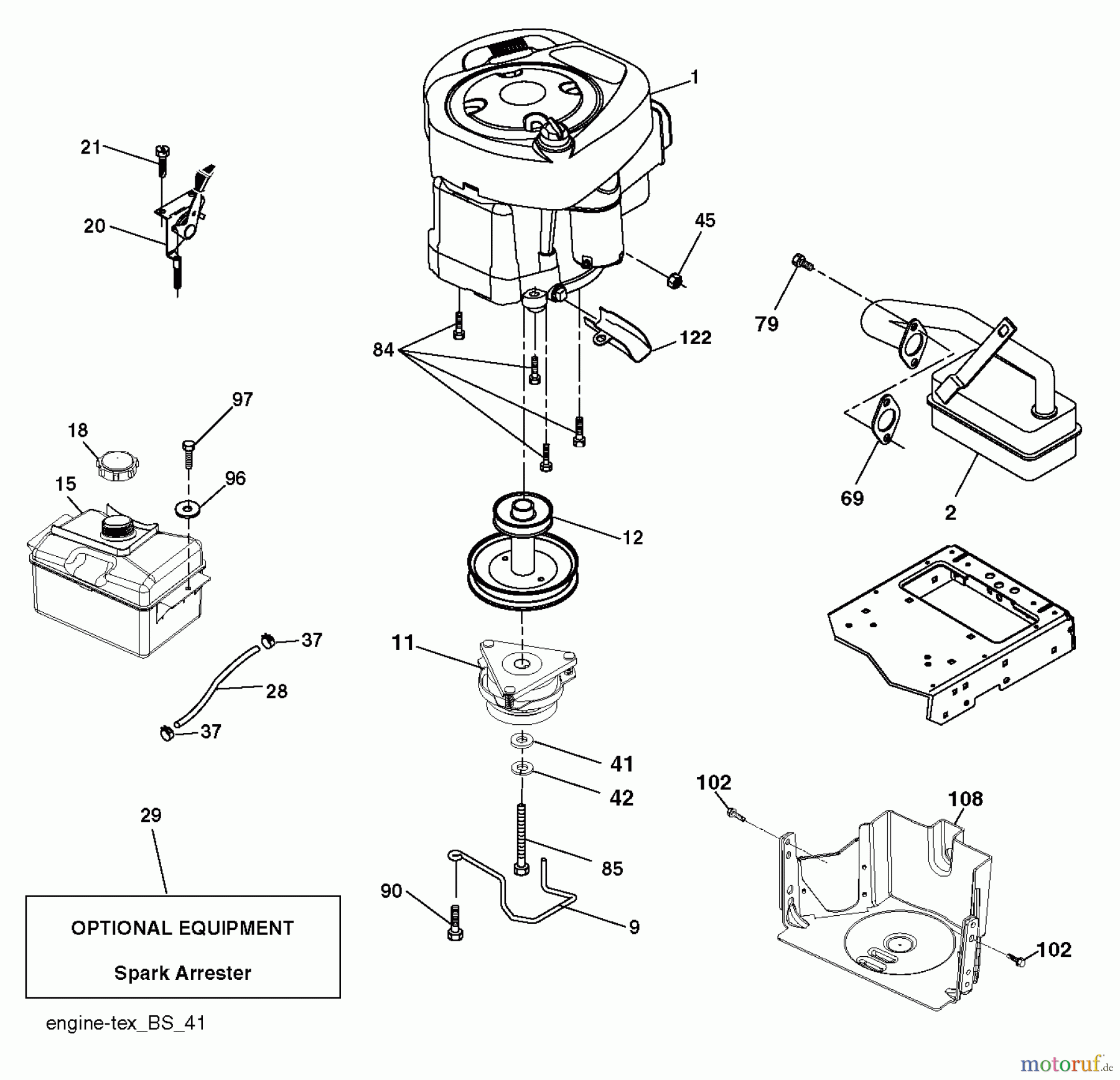  Jonsered Rasen  und Garten Traktoren LT2213 CA (96051001900) - Jonsered Lawn & Garden Tractor (2010-11) ENGINE