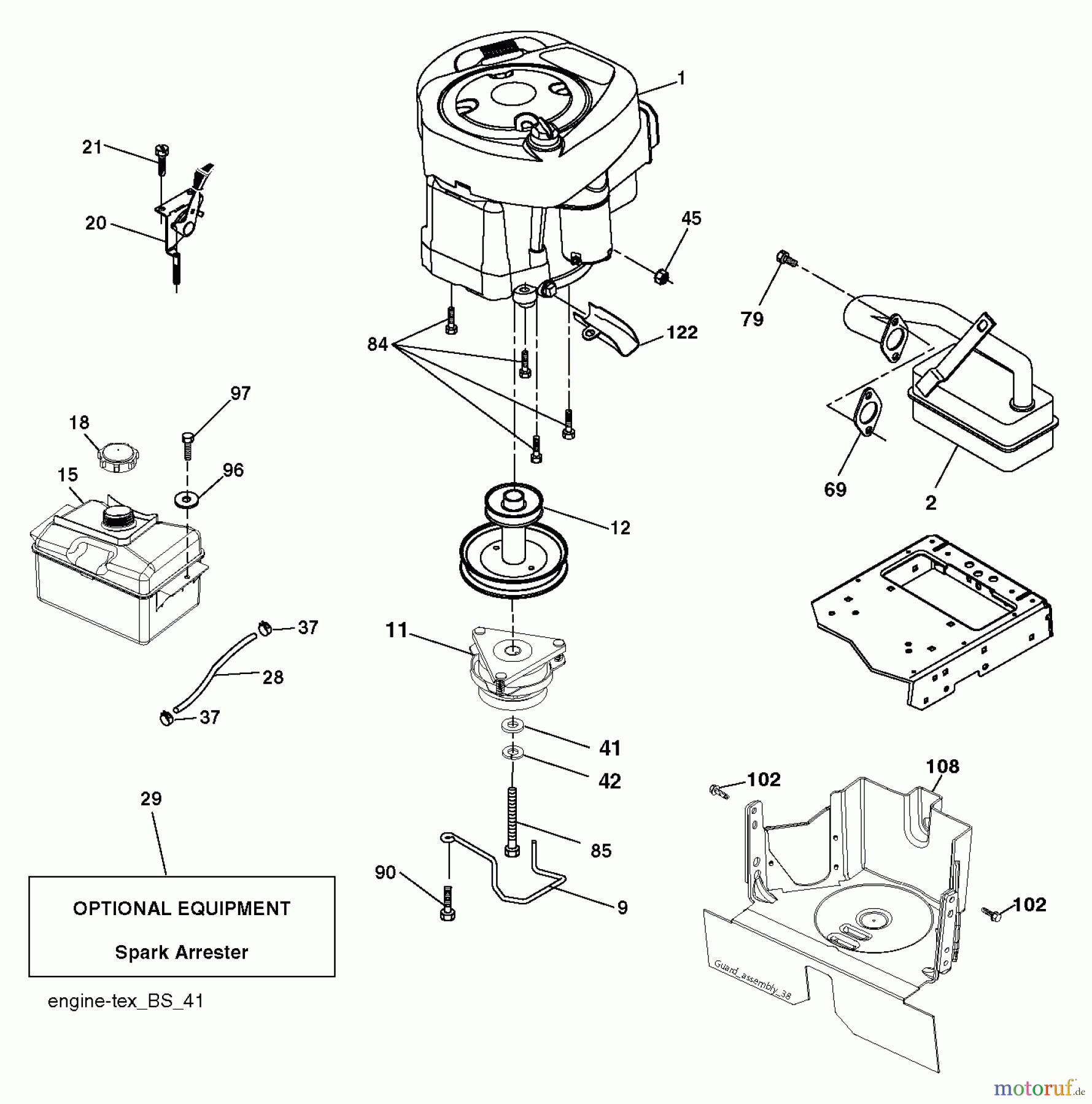 Jonsered Rasen und Garten Traktoren LT2213 CA (96051001901) - Jonsered Lawn & Garden Tractor (2011-04) ENGINE