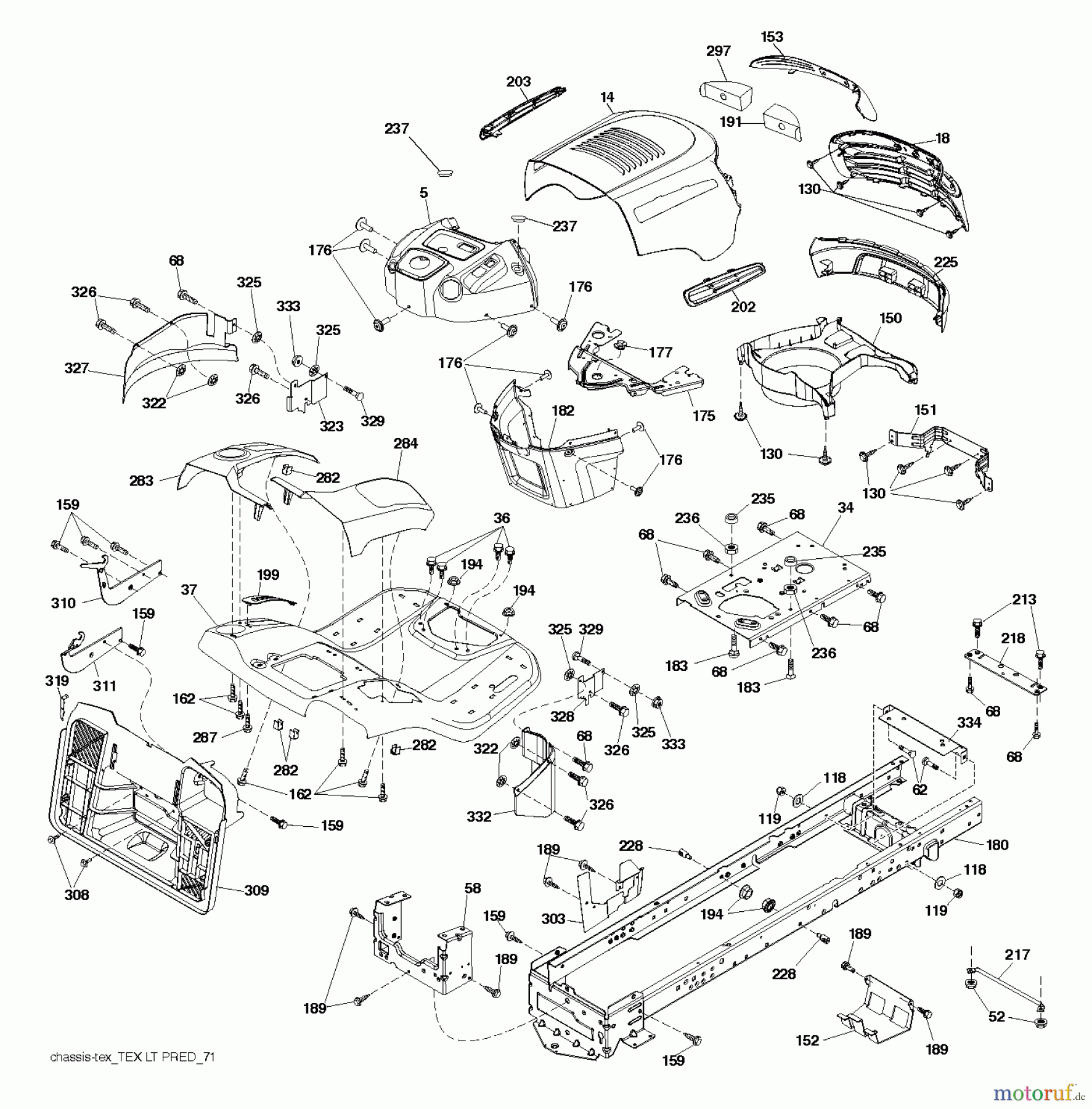 Jonsered Rasen und Garten Traktoren LT2213 CA (96051001903) - Jonsered Lawn & Garden Tractor (2012-08) CHASSIS ENCLOSURES
