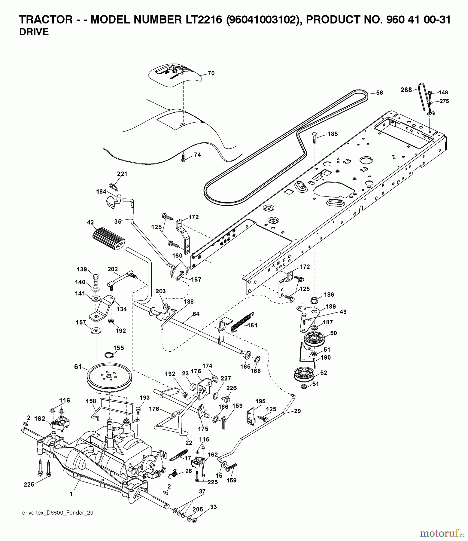  Jonsered Rasen  und Garten Traktoren LT2216 (96041003102) - Jonsered Lawn & Garden Tractor (2007-02) DRIVE