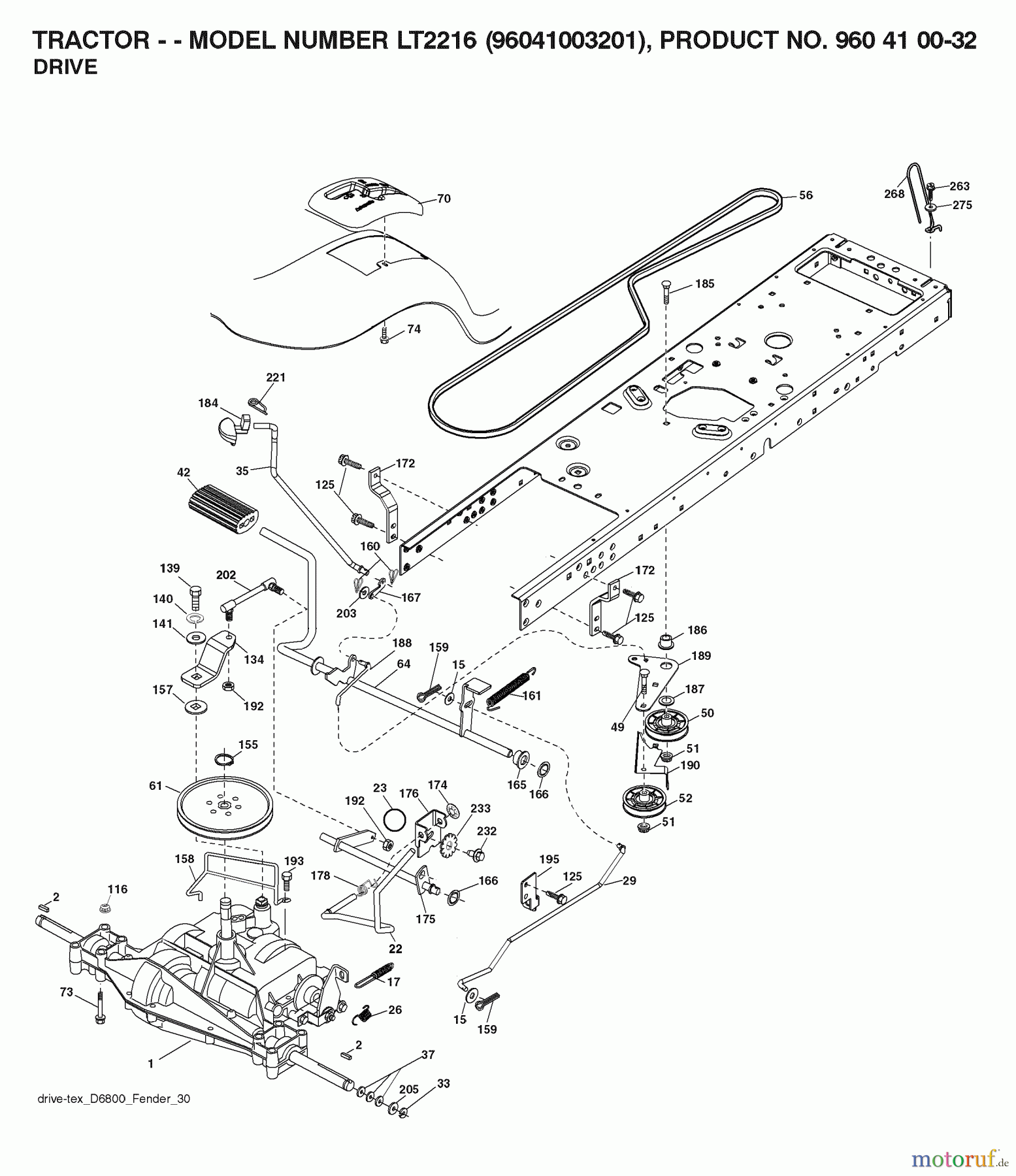  Jonsered Rasen  und Garten Traktoren LT2216 (96041003201) - Jonsered Lawn & Garden Tractor (2007-02) DRIVE