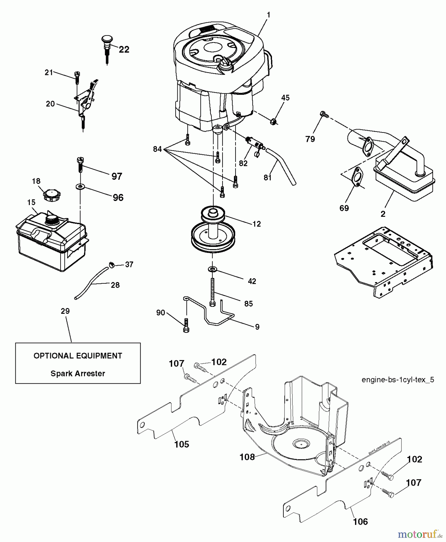  Jonsered Rasen  und Garten Traktoren LT2216 (96041003202) - Jonsered Lawn & Garden Tractor (2007-10) ENGINE