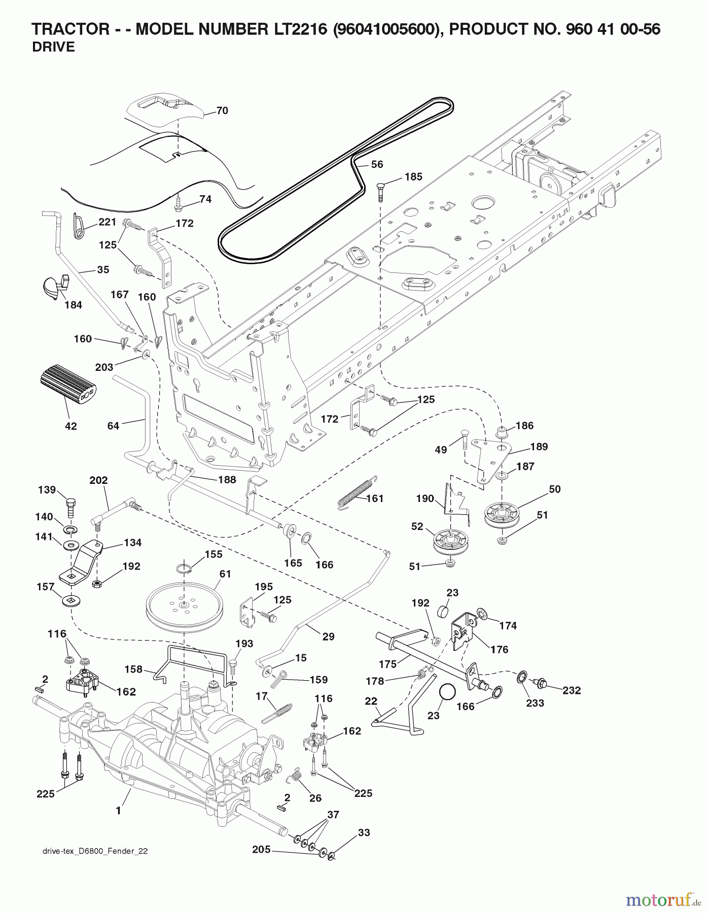 Jonsered Rasen und Garten Traktoren LT2216 (96041005600) - Jonsered Lawn & Garden Tractor (2007-04) DRIVE