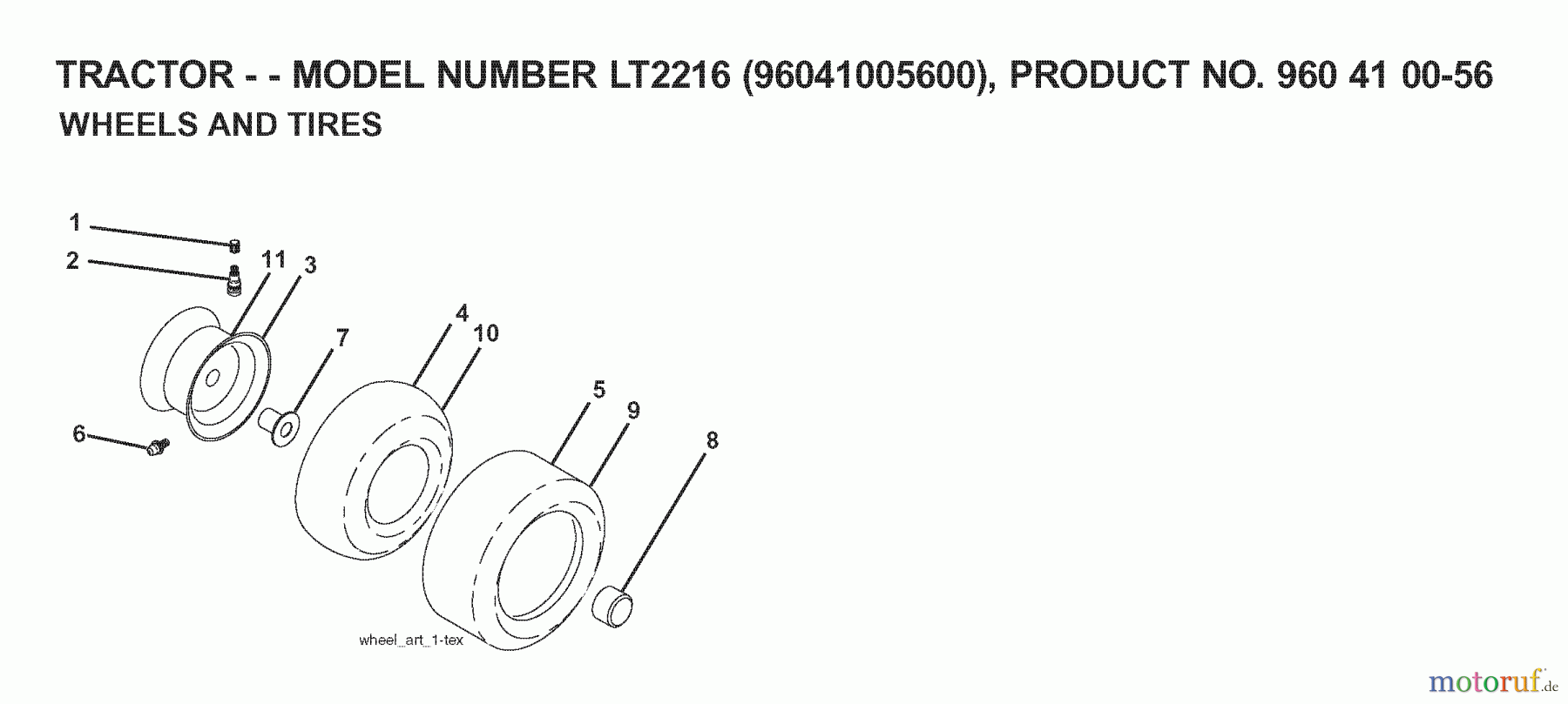 Jonsered Rasen und Garten Traktoren LT2216 (96041005600) - Jonsered Lawn & Garden Tractor (2007-04) WHEELS TIRES