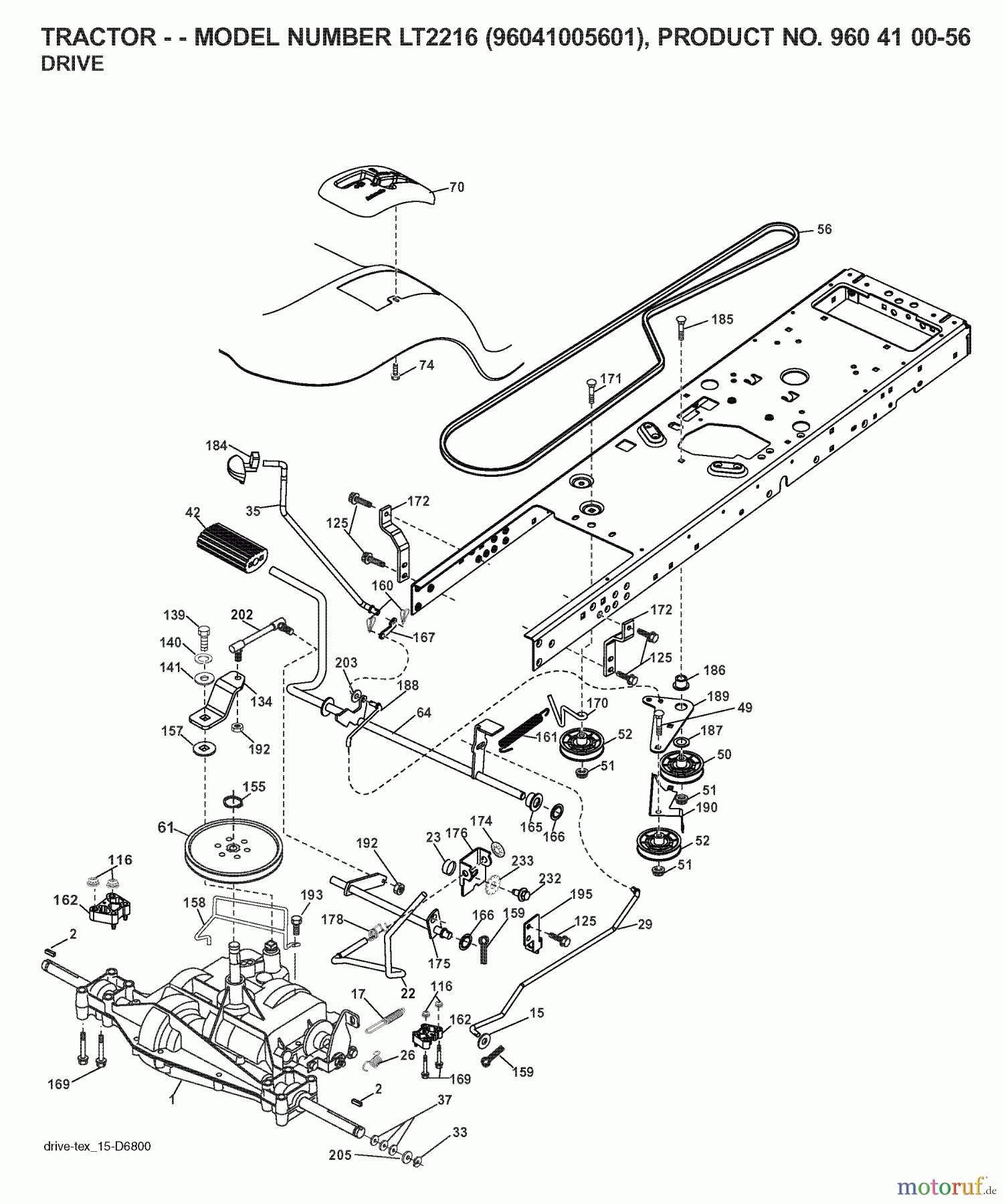 Jonsered Rasen und Garten Traktoren LT2216 (96041005601) - Jonsered Lawn & Garden Tractor (2007-04) DRIVE