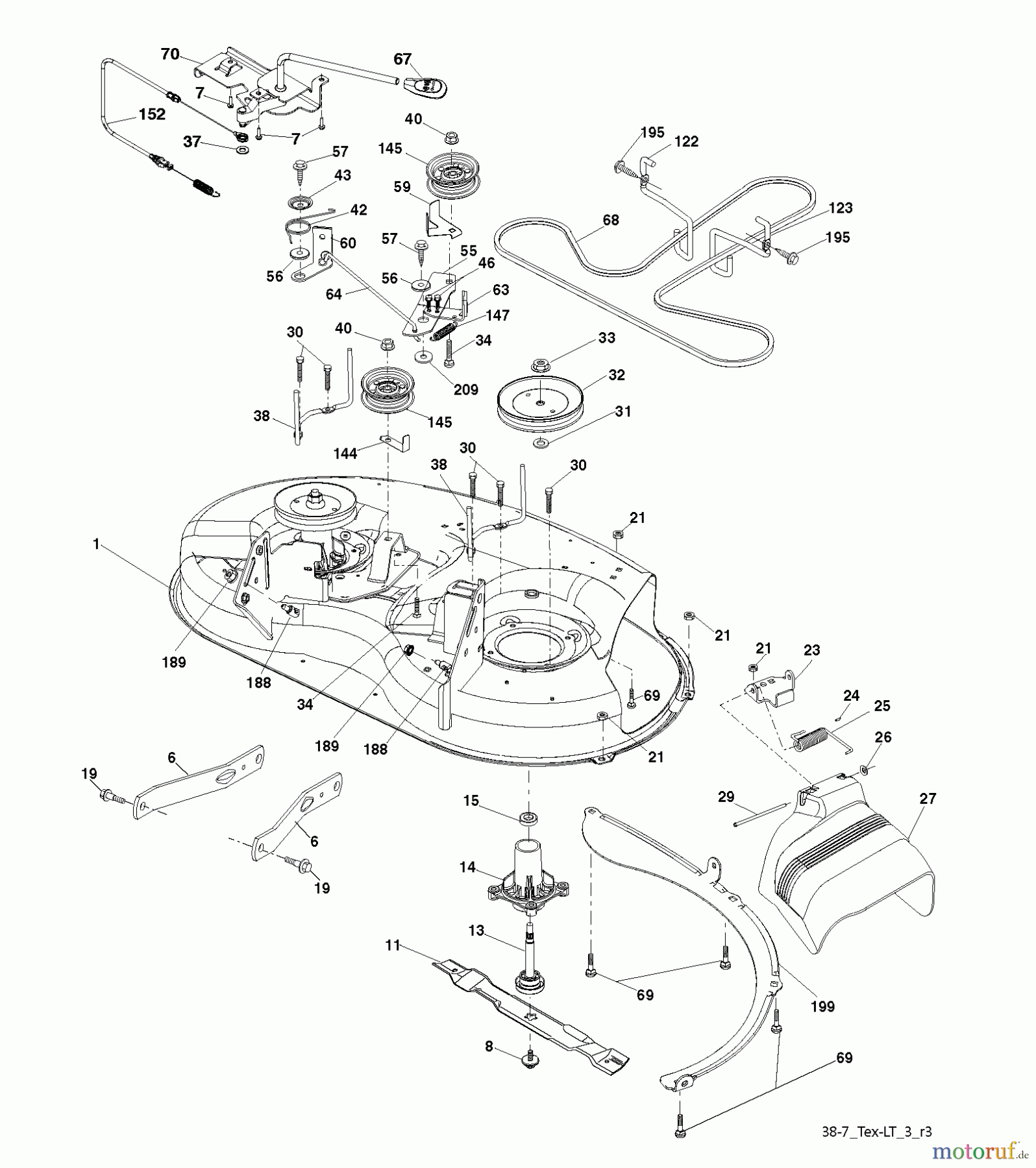 Jonsered Rasen  und Garten Traktoren LT2216 (96041005602) - Jonsered Lawn & Garden Tractor (2009-02) MOWER DECK / CUTTING DECK