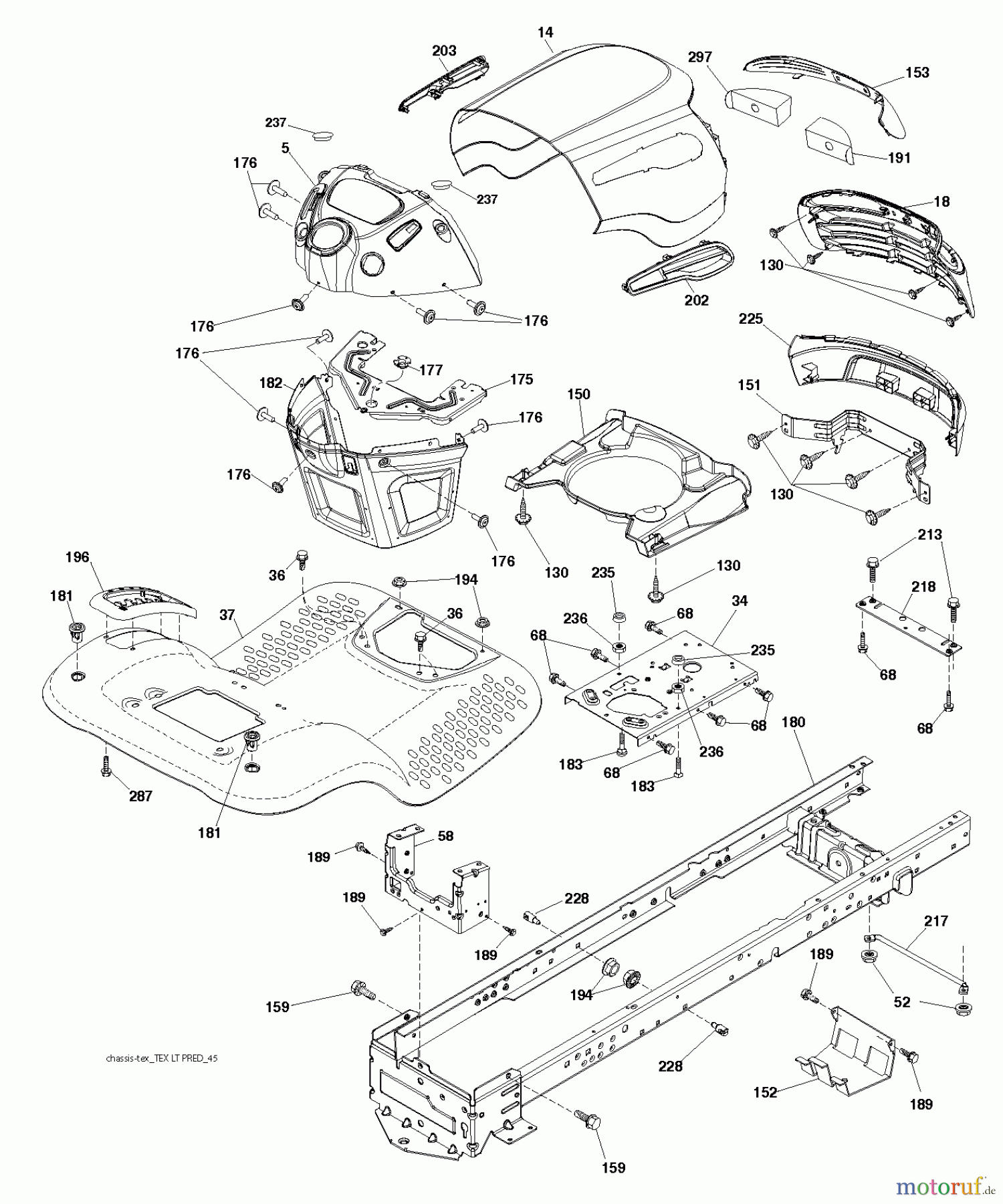  Jonsered Rasen  und Garten Traktoren LT2216 (96041010101) - Jonsered Lawn & Garden Tractor (2010-01) CHASSIS ENCLOSURES
