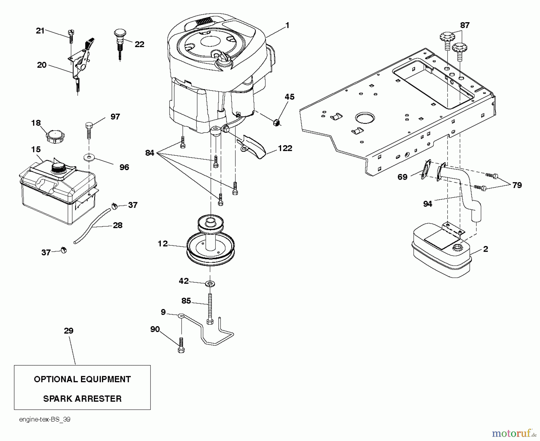  Jonsered Rasen  und Garten Traktoren LT2216 (96041010102) - Jonsered Lawn & Garden Tractor (2010-03) ENGINE