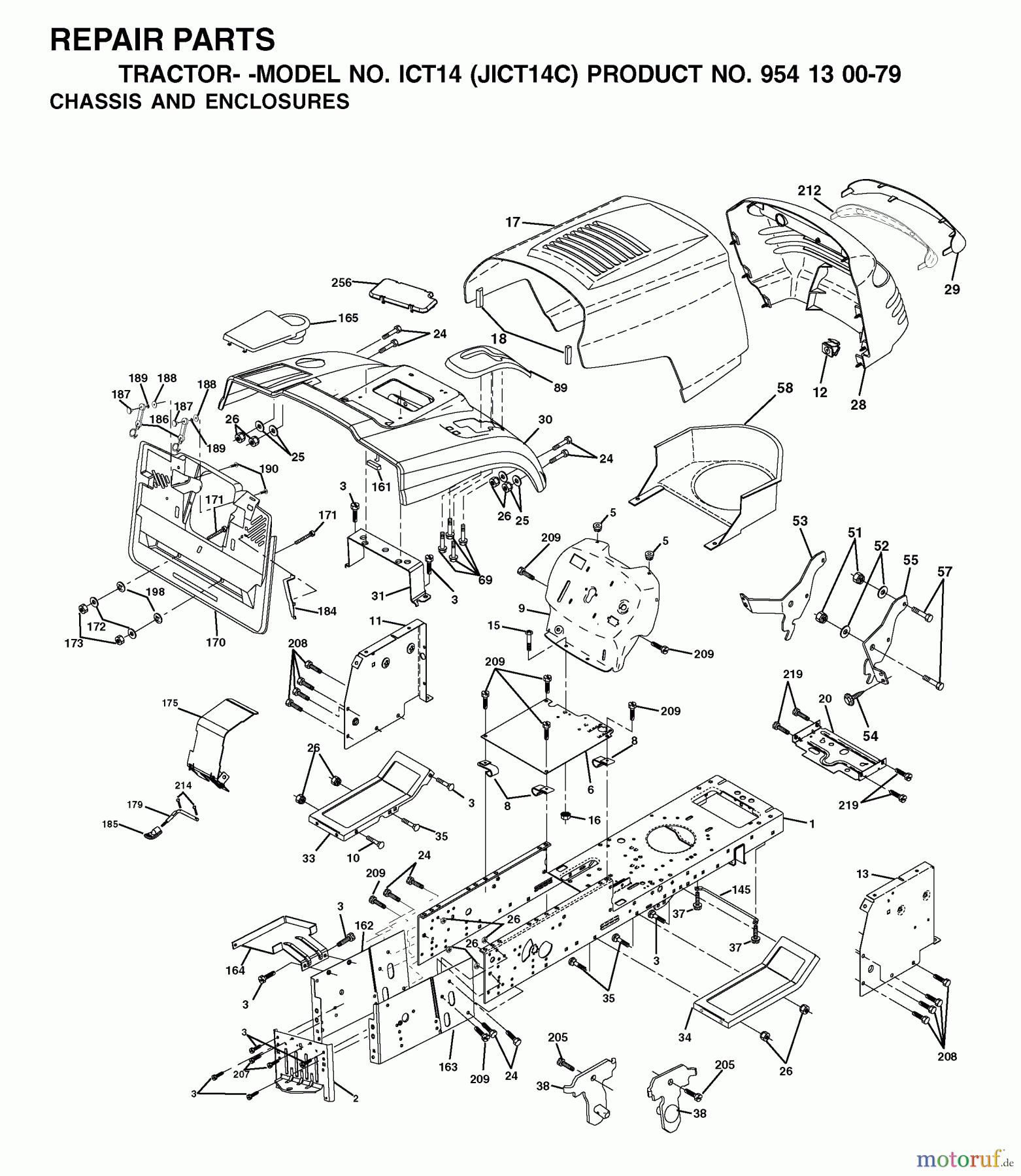 Jonsered Rasen und Garten Traktoren ICT14 (JICT14C, 954130079) - Jonsered Lawn & Garden Tractor (2002-06) CHASSIS ENCLOSURES