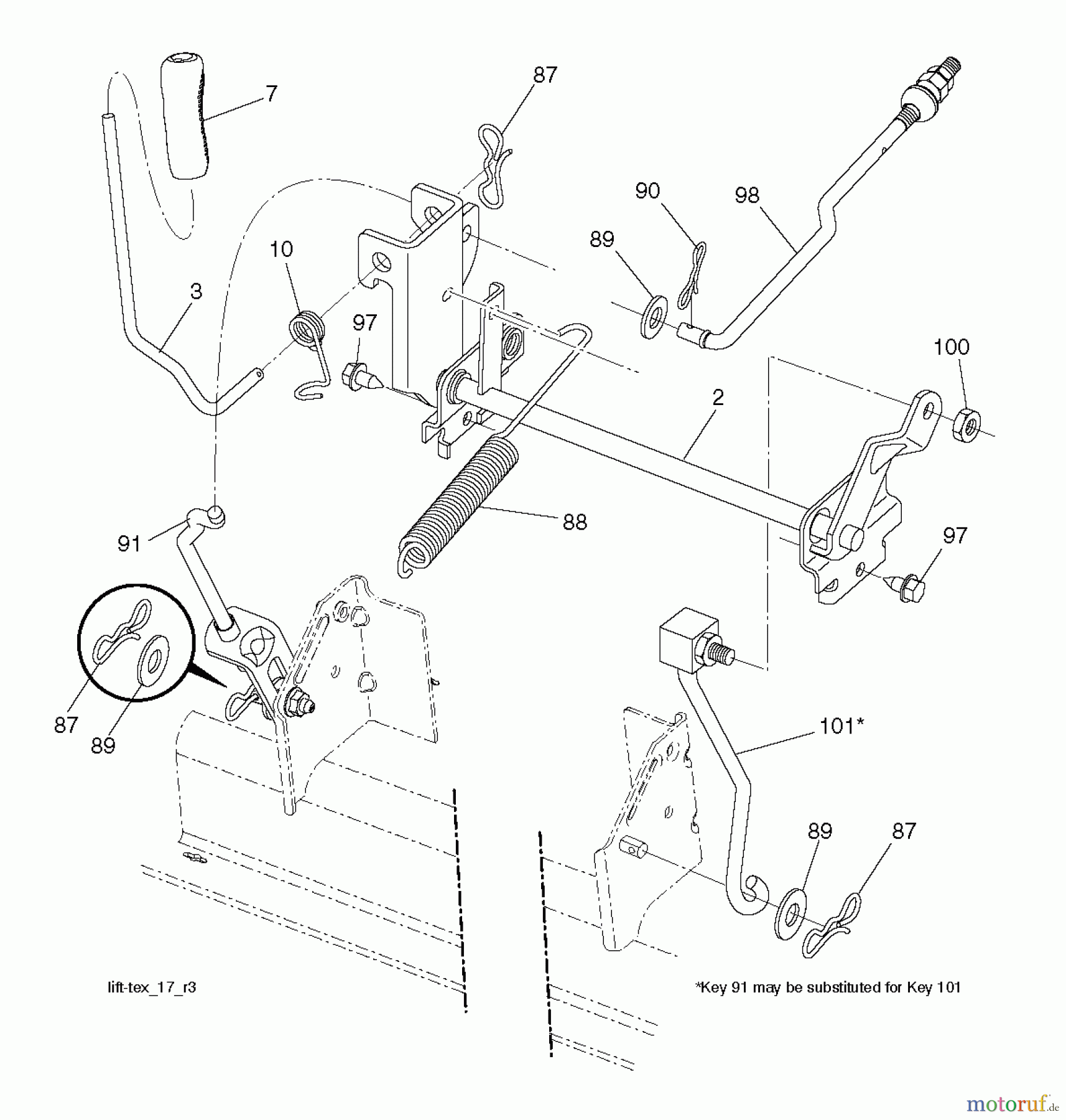 Jonsered Rasen und Garten Traktoren LT2216 (96041010103) - Jonsered Lawn & Garden Tractor (2010-10) MOWER LIFT LEVER