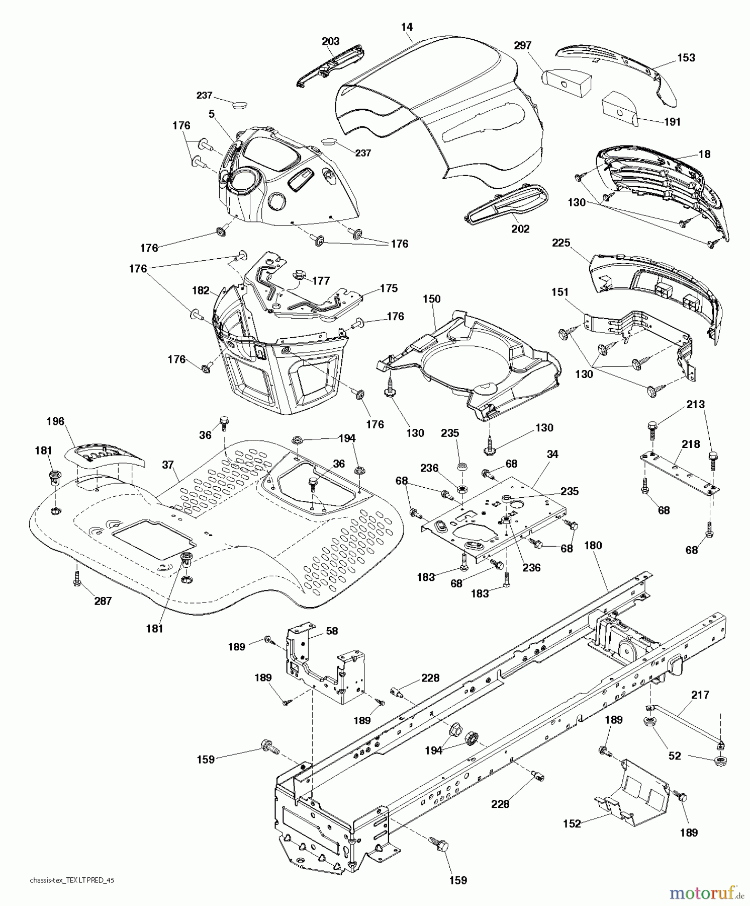 Jonsered Rasen und Garten Traktoren LT2216 (96041010105) - Jonsered Lawn & Garden Tractor (2011-07) CHASSIS ENCLOSURES