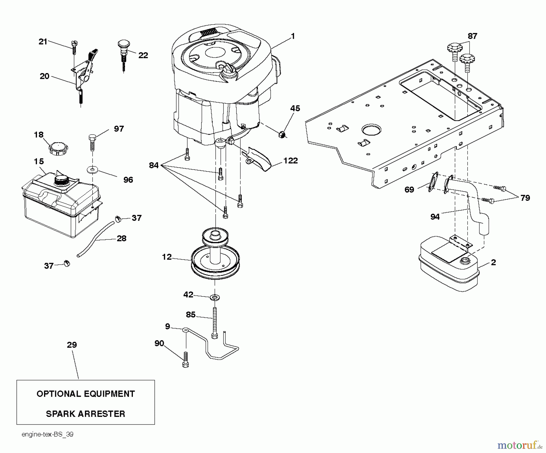 Jonsered Rasen und Garten Traktoren LT2216 (96041010107) - Jonsered Lawn & Garden Tractor (2013-05) ENGINE