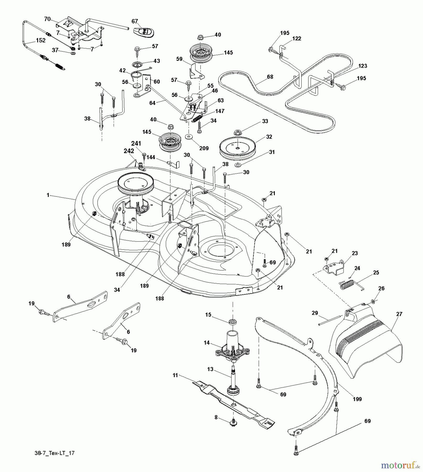 Jonsered Rasen und Garten Traktoren LT2216 (96041010106) - Jonsered Lawn & Garden Tractor (2012-08) MOWER DECK / CUTTING DECK