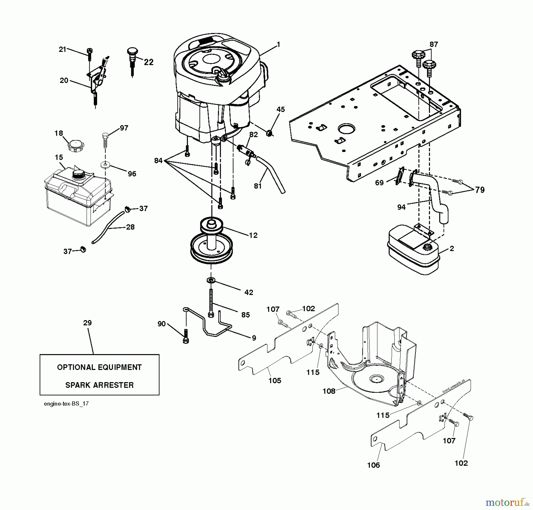 Jonsered Rasen und Garten Traktoren LT2216 (96041010200) - Jonsered Lawn & Garden Tractor (2009-01) ENGINE