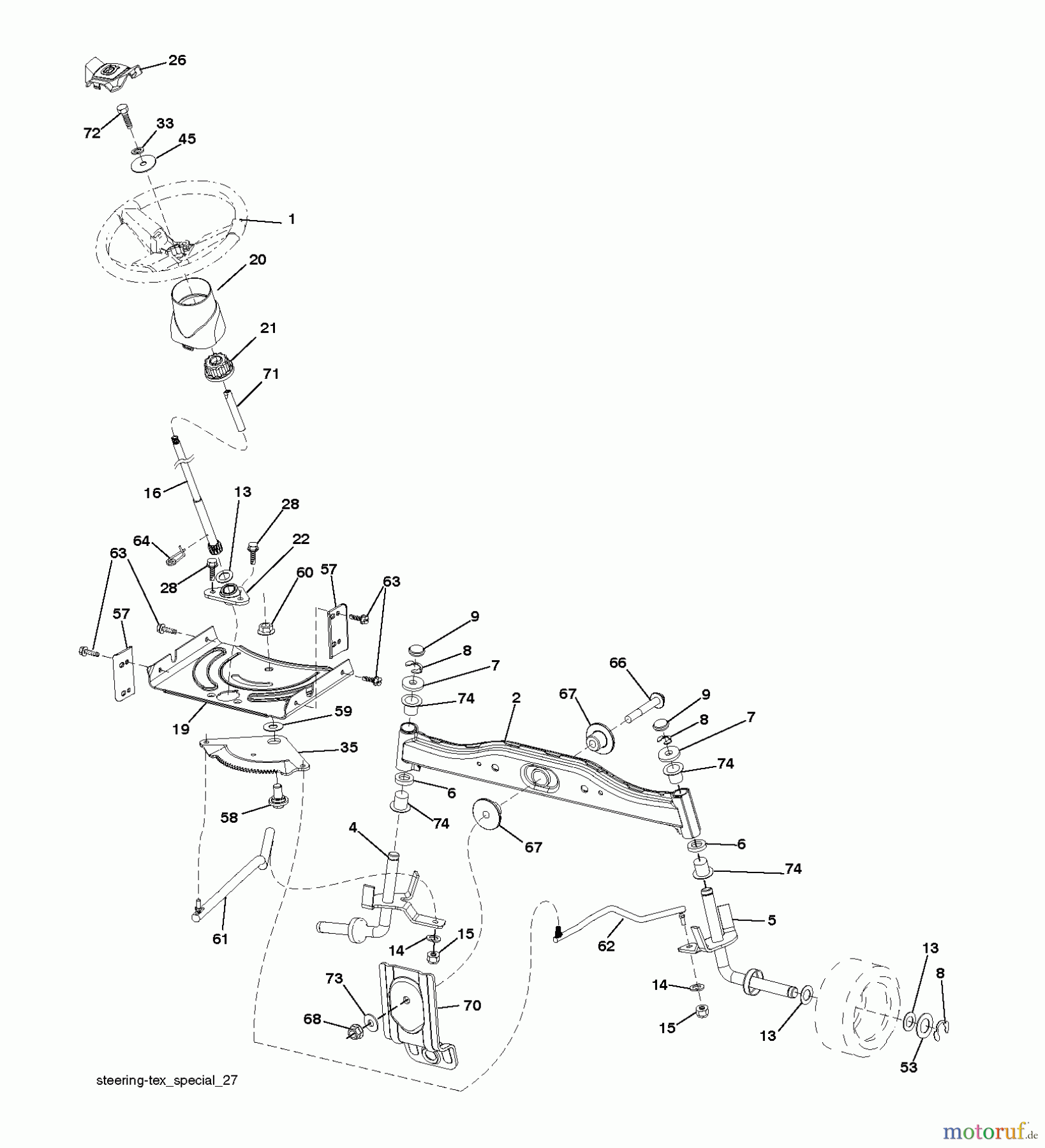 Jonsered Rasen und Garten Traktoren LT2216 (96041010200) - Jonsered Lawn & Garden Tractor (2009-01) STEERING