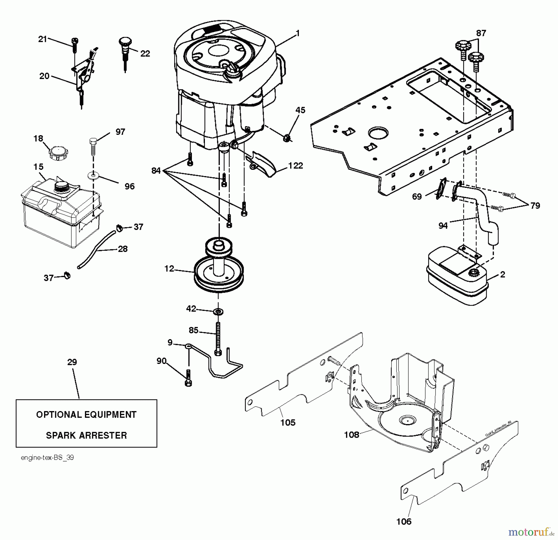  Jonsered Rasen  und Garten Traktoren LT2216 (96041010201) - Jonsered Lawn & Garden Tractor (2010-01) ENGINE