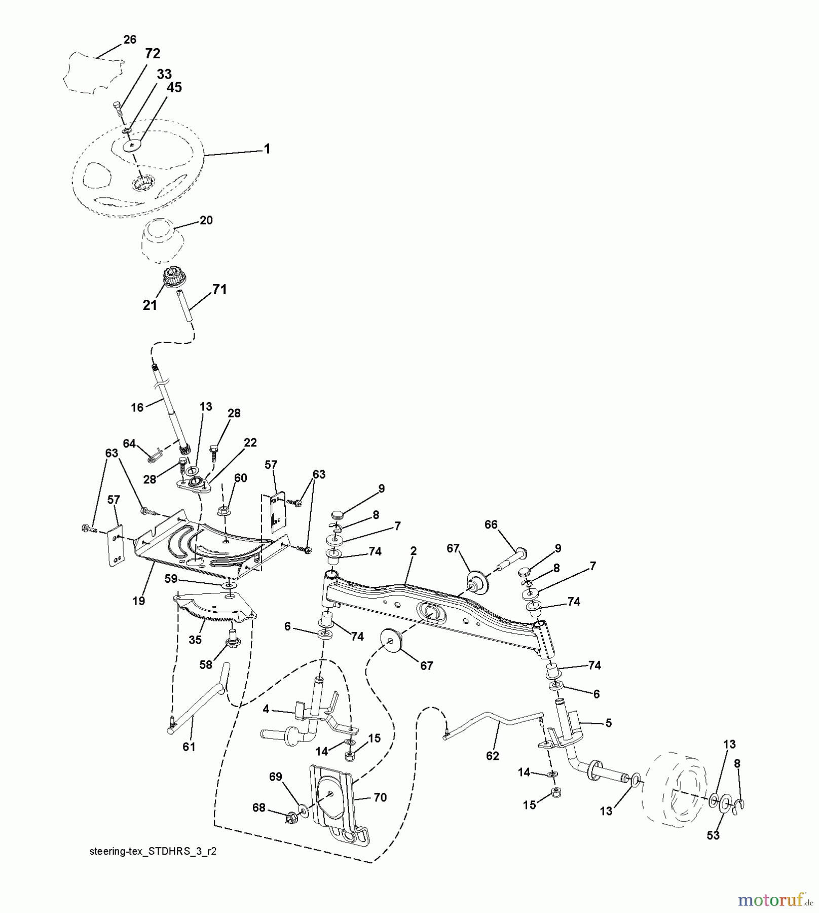 Jonsered Rasen und Garten Traktoren LT2216 (96041010201) - Jonsered Lawn & Garden Tractor (2010-01) STEERING