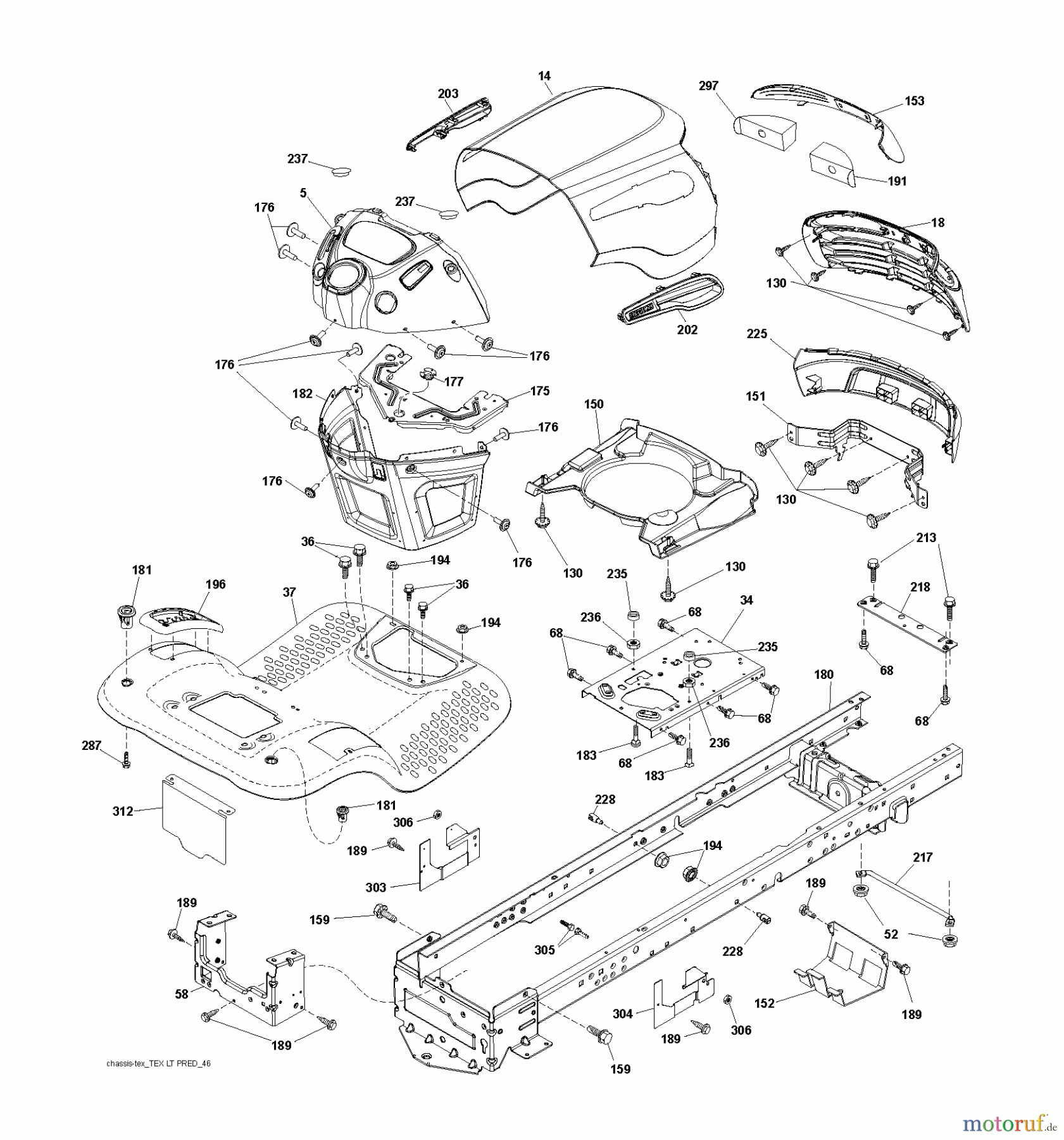 Jonsered Rasen und Garten Traktoren LT2216 (96041010202) - Jonsered Lawn & Garden Tractor (2010-03) CHASSIS ENCLOSURES