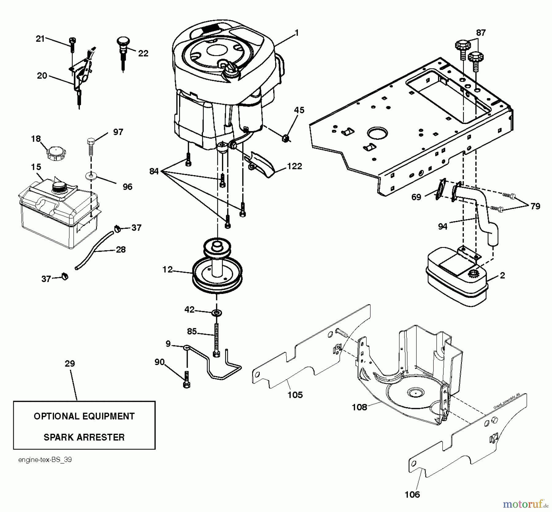 Jonsered Rasen und Garten Traktoren LT2216 (96041010202) - Jonsered Lawn & Garden Tractor (2010-03) ENGINE
