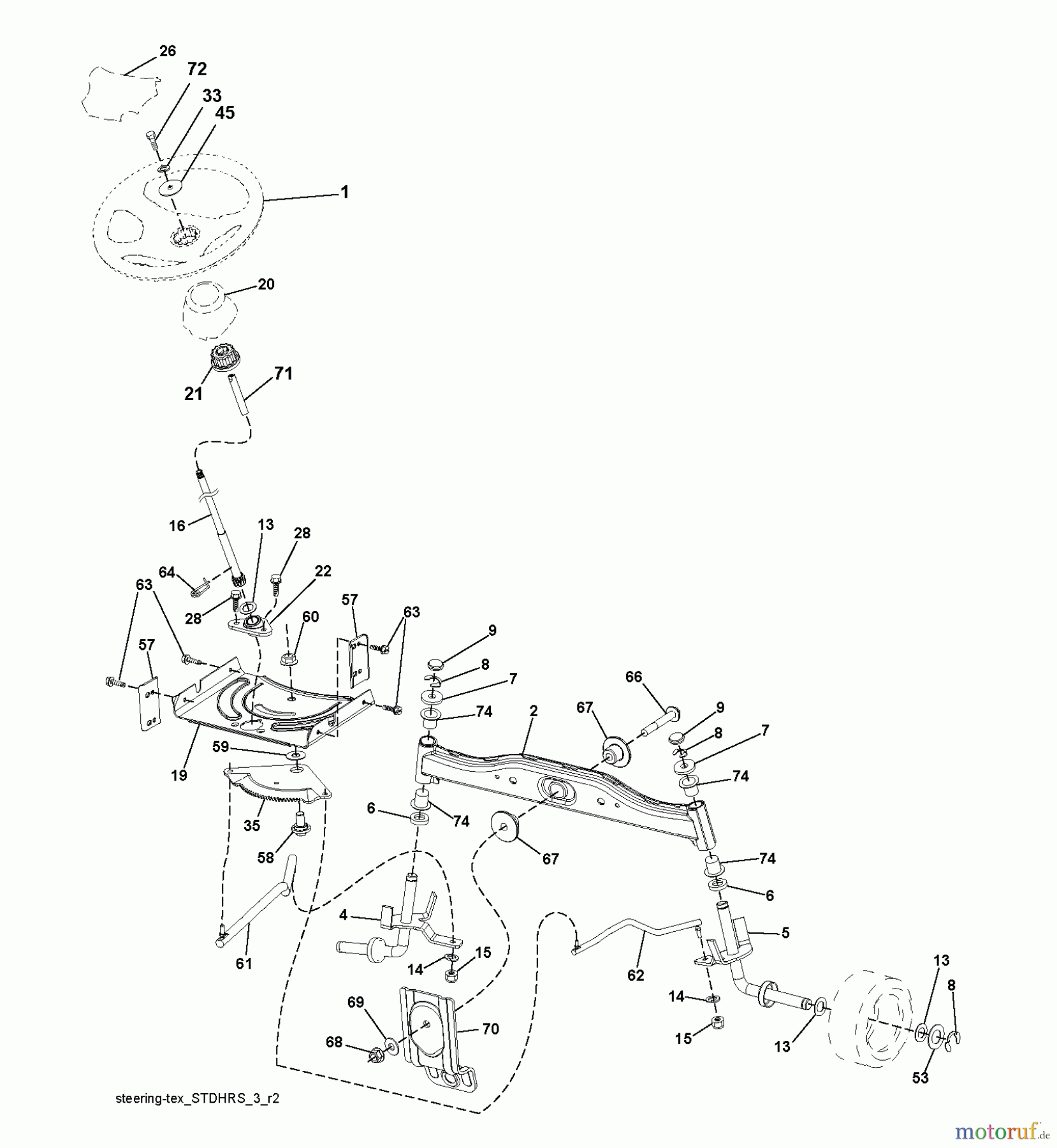 Jonsered Rasen und Garten Traktoren LT2216 (96041010204) - Jonsered Lawn & Garden Tractor (2011-02) STEERING