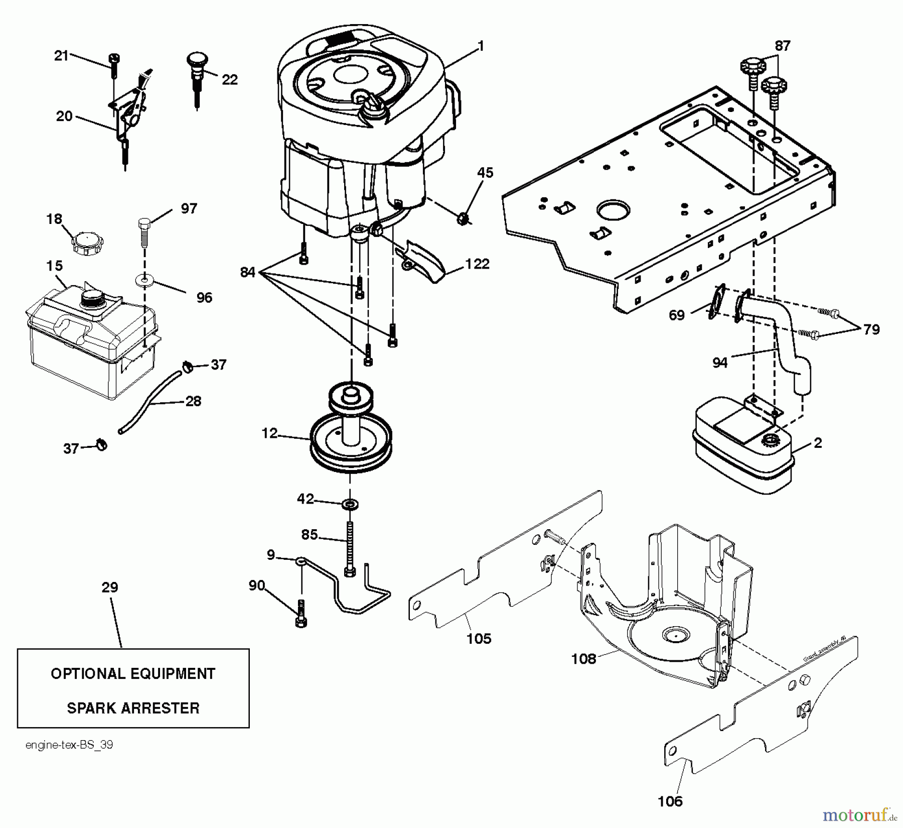 Jonsered Rasen und Garten Traktoren LT2216 (96041010203) - Jonsered Lawn & Garden Tractor (2010-08) ENGINE