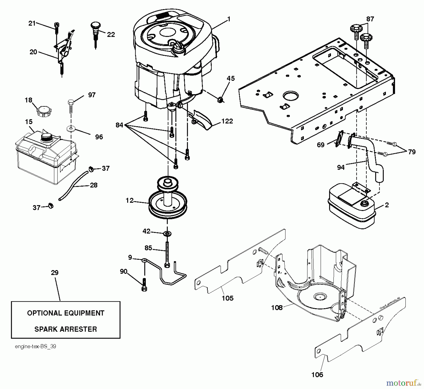 Jonsered Rasen und Garten Traktoren LT2216 (96041010204) - Jonsered Lawn & Garden Tractor (2011-02) ENGINE