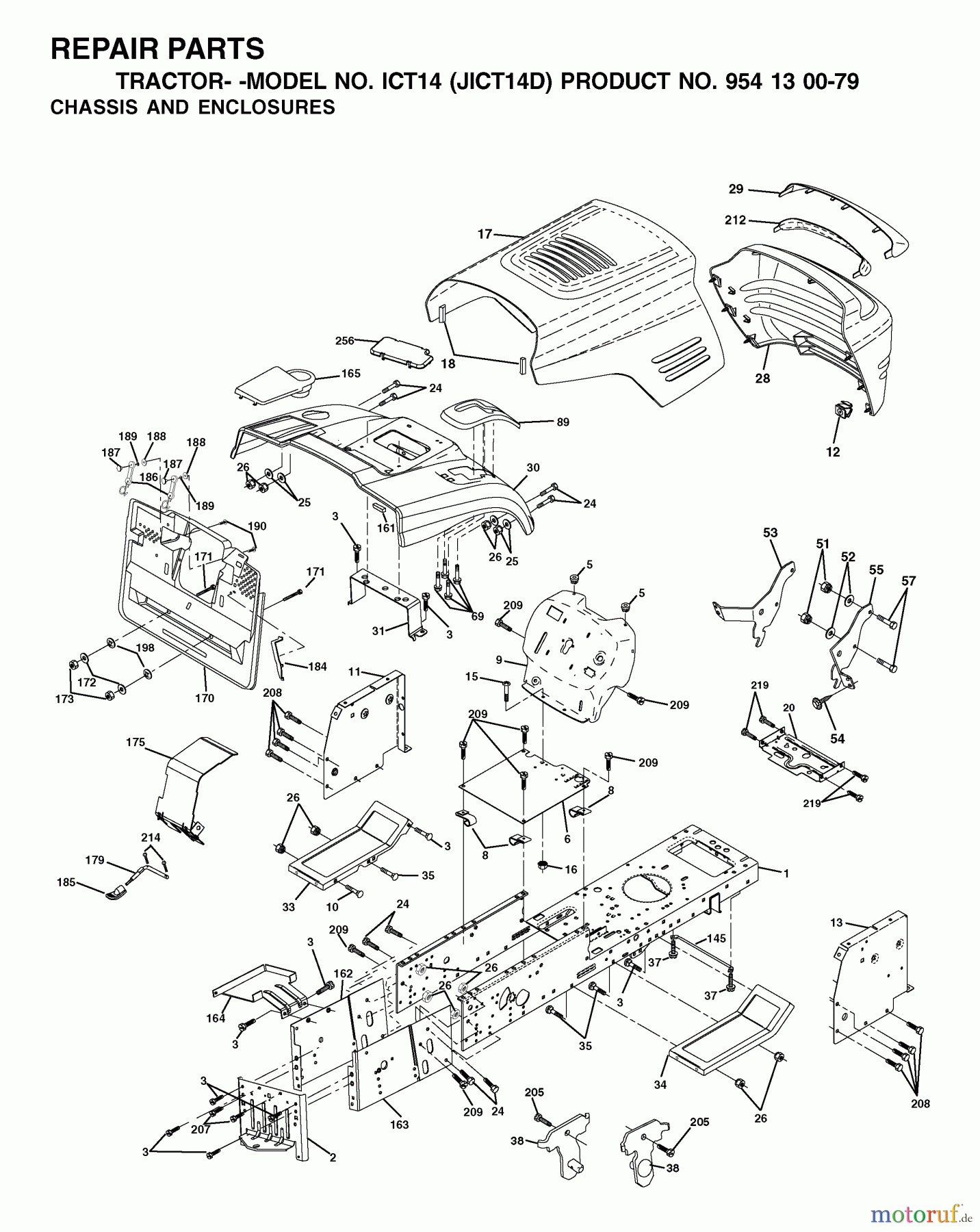 Jonsered Rasen und Garten Traktoren ICT14 (JICT14D, 954130079) - Jonsered Lawn & Garden Tractor (2002-06) CHASSIS ENCLOSURES