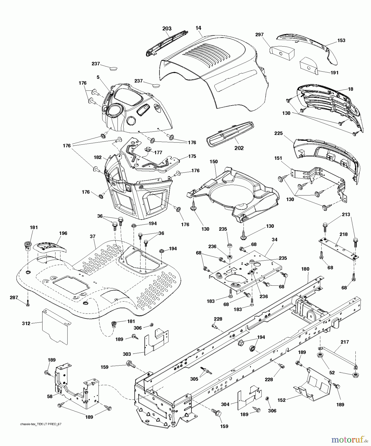  Jonsered Rasen  und Garten Traktoren LT2216 (96041010206) - Jonsered Lawn & Garden Tractor (2012-08) CHASSIS ENCLOSURES