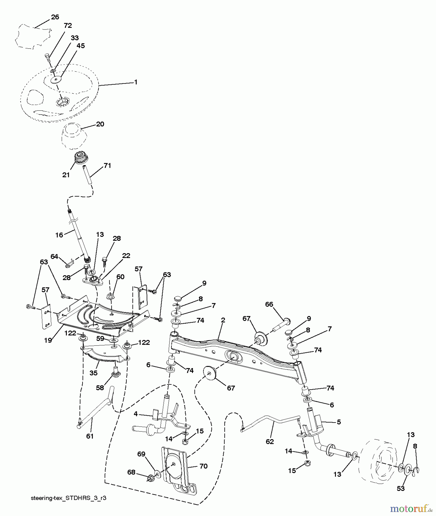 Jonsered Rasen und Garten Traktoren LT2216 (96041010207) - Jonsered Lawn & Garden Tractor (2013-05) STEERING