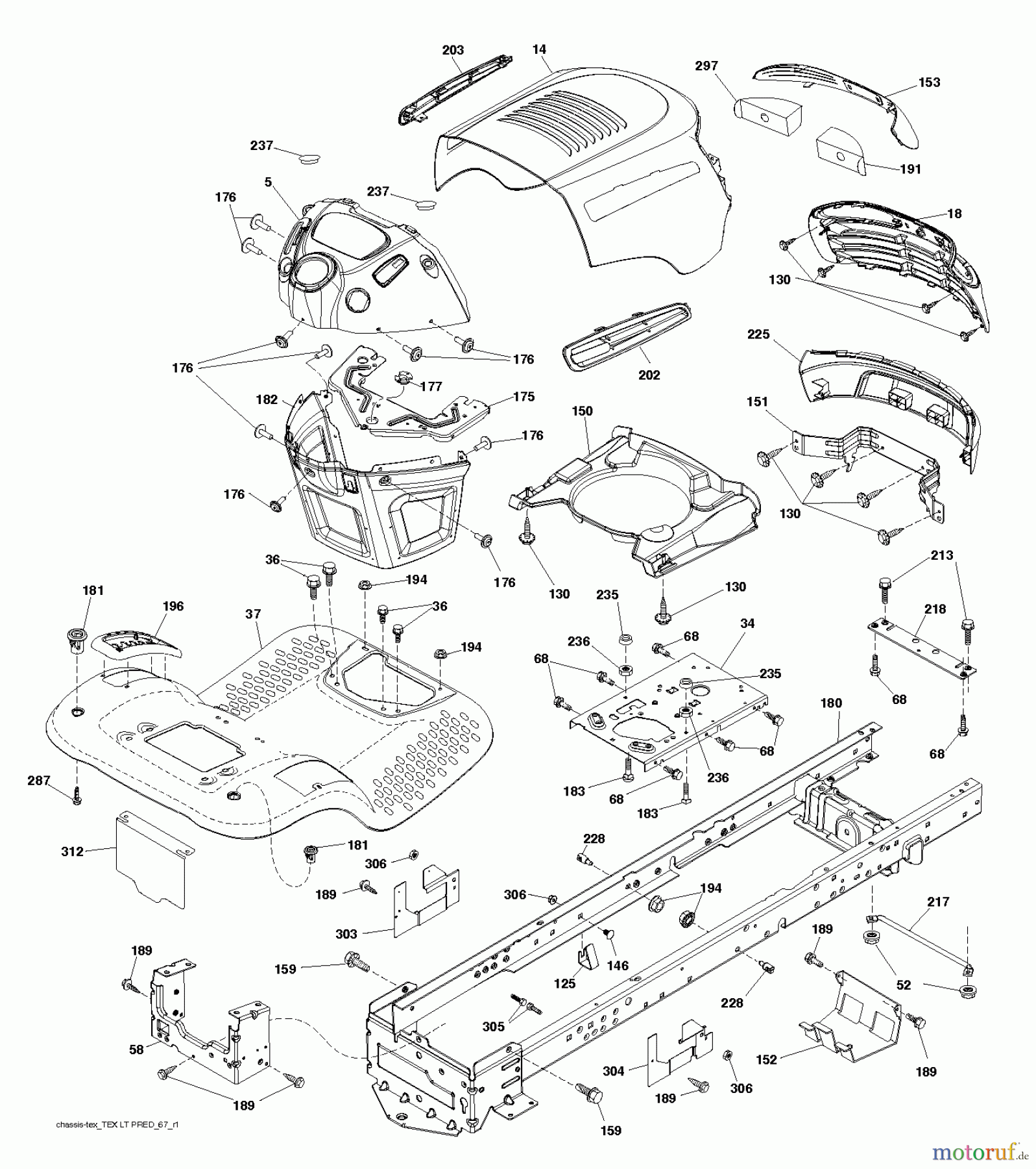 Jonsered Rasen und Garten Traktoren LT2216 (96041010207) - Jonsered Lawn & Garden Tractor (2013-05) CHASSIS ENCLOSURES
