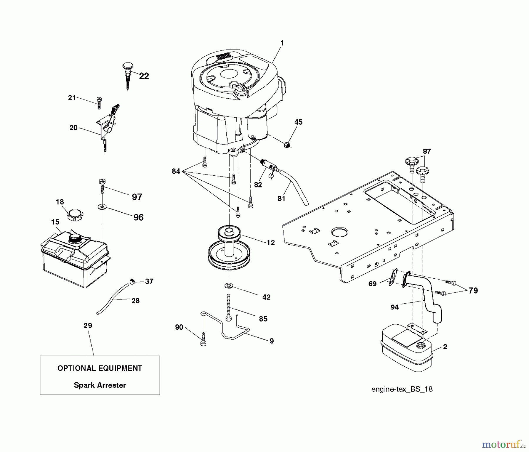 Jonsered Rasen und Garten Traktoren LT2216 (96041011200) - Jonsered Lawn & Garden Tractor (2009-01) ENGINE