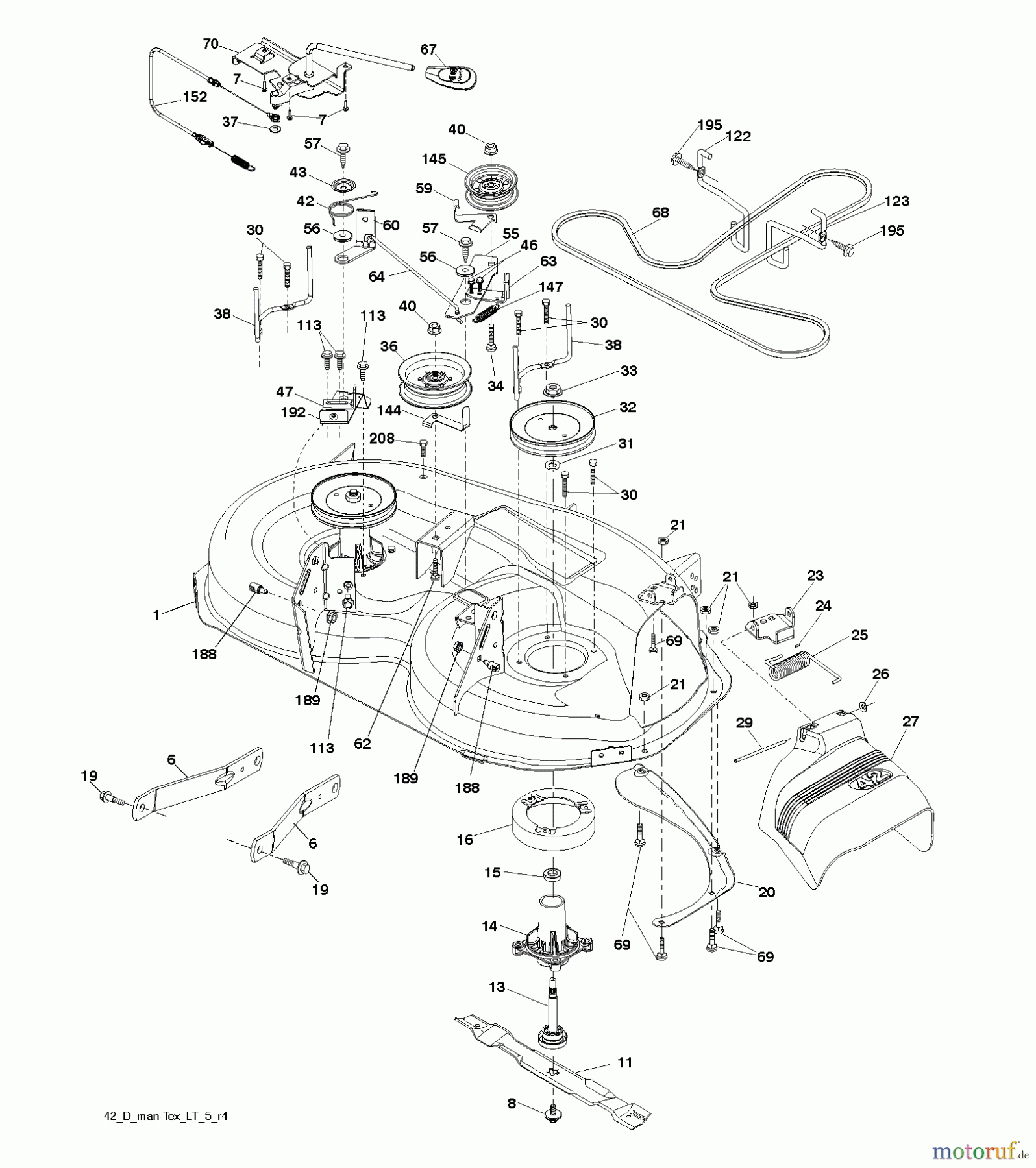  Jonsered Rasen  und Garten Traktoren LT2216 (96041011200) - Jonsered Lawn & Garden Tractor (2009-01) MOWER DECK / CUTTING DECK