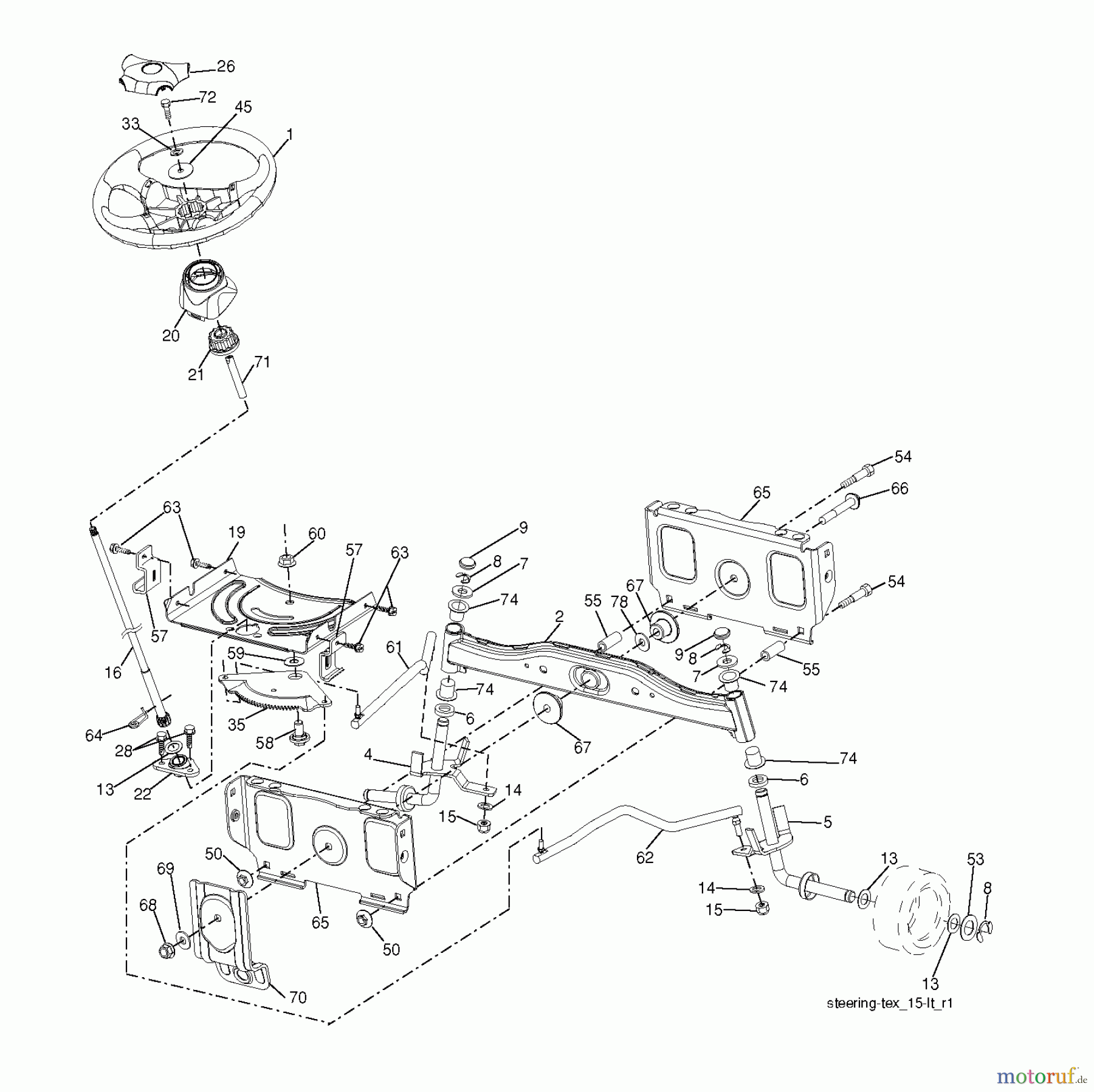 Jonsered Rasen und Garten Traktoren LT2216 (96041011200) - Jonsered Lawn & Garden Tractor (2009-01) STEERING