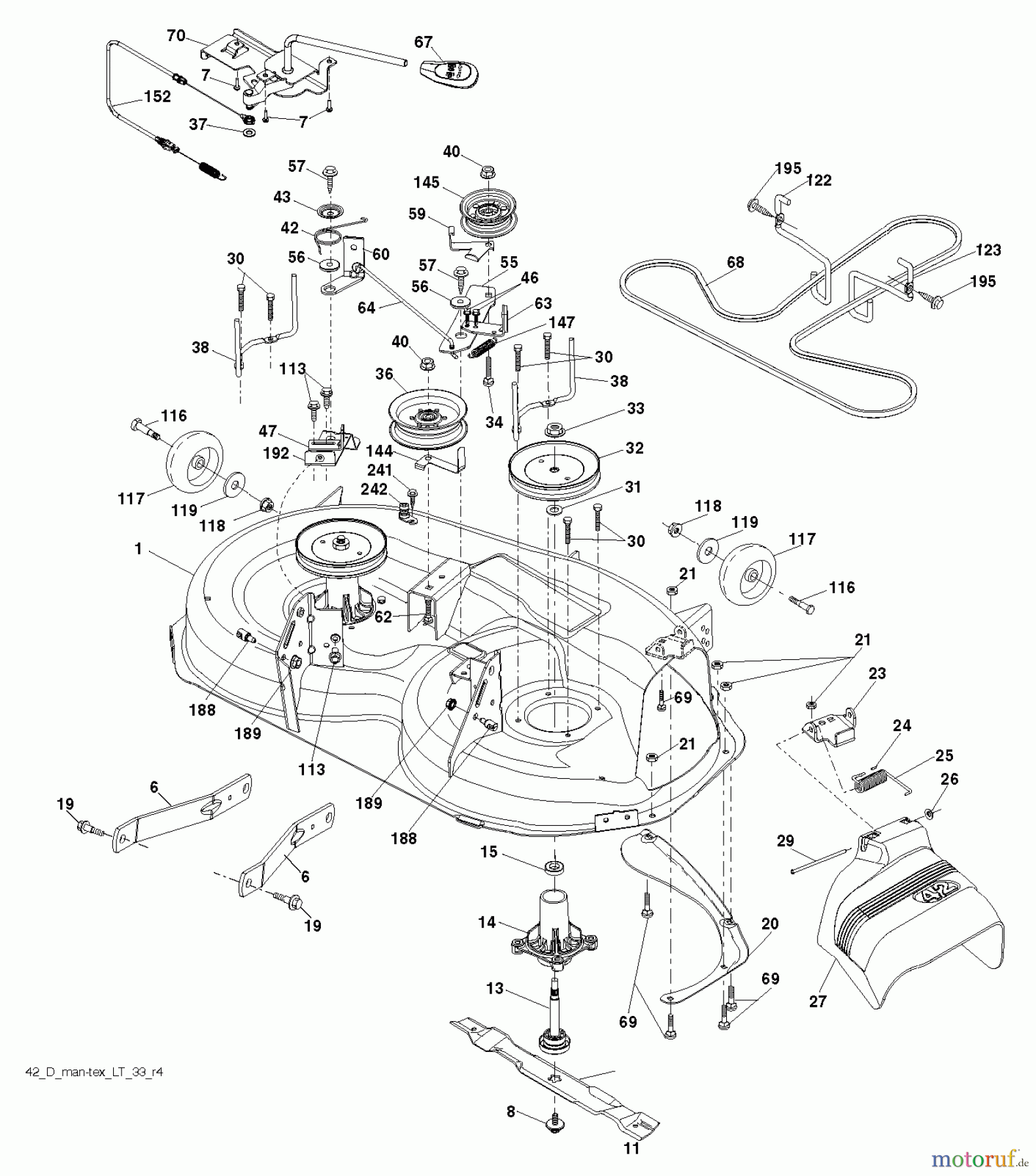 Jonsered Rasen und Garten Traktoren LT2216 (96041011201) - Jonsered Lawn & Garden Tractor (2010-01) MOWER DECK / CUTTING DECK