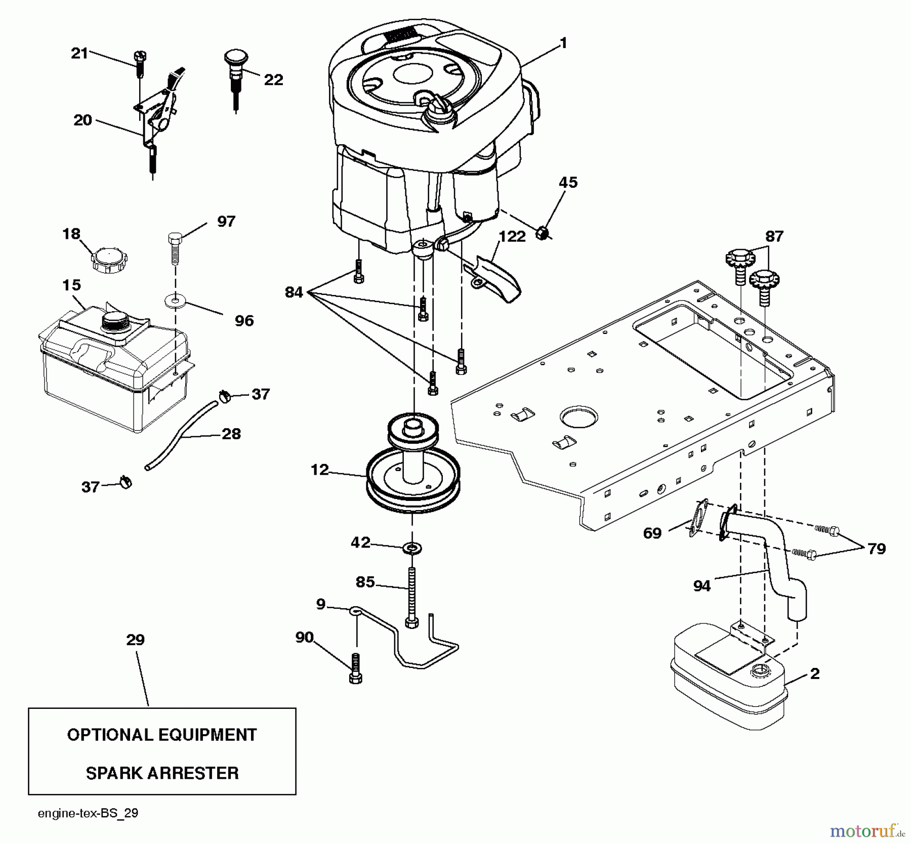 Jonsered Rasen und Garten Traktoren LT2216 (96041011203) - Jonsered Lawn & Garden Tractor (2011-02) ENGINE