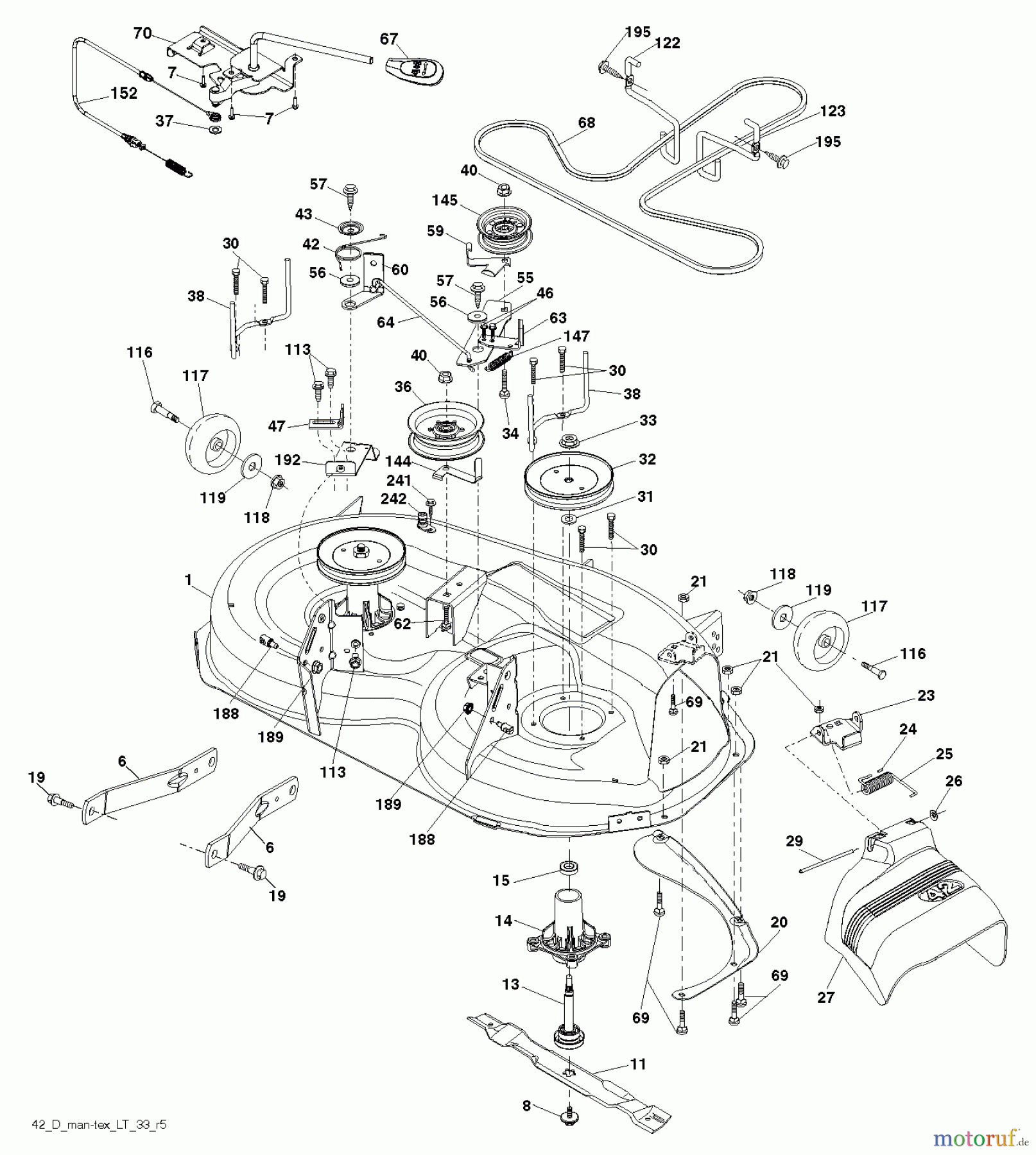 Jonsered Rasen und Garten Traktoren LT2216 (96041011203) - Jonsered Lawn & Garden Tractor (2011-02) MOWER DECK / CUTTING DECK
