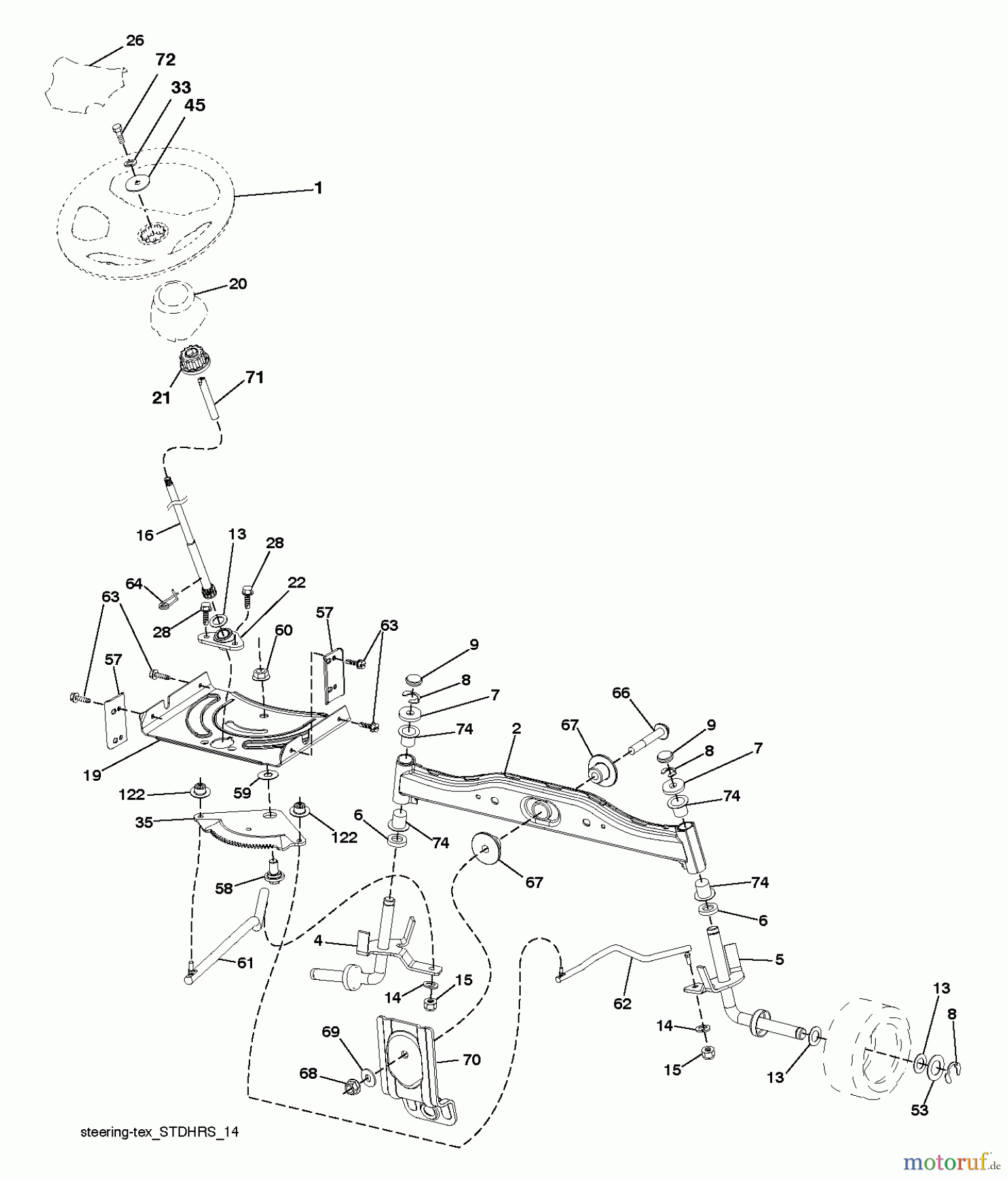 Jonsered Rasen und Garten Traktoren LT2216 (96041011204) - Jonsered Lawn & Garden Tractor (2011-11) STEERING