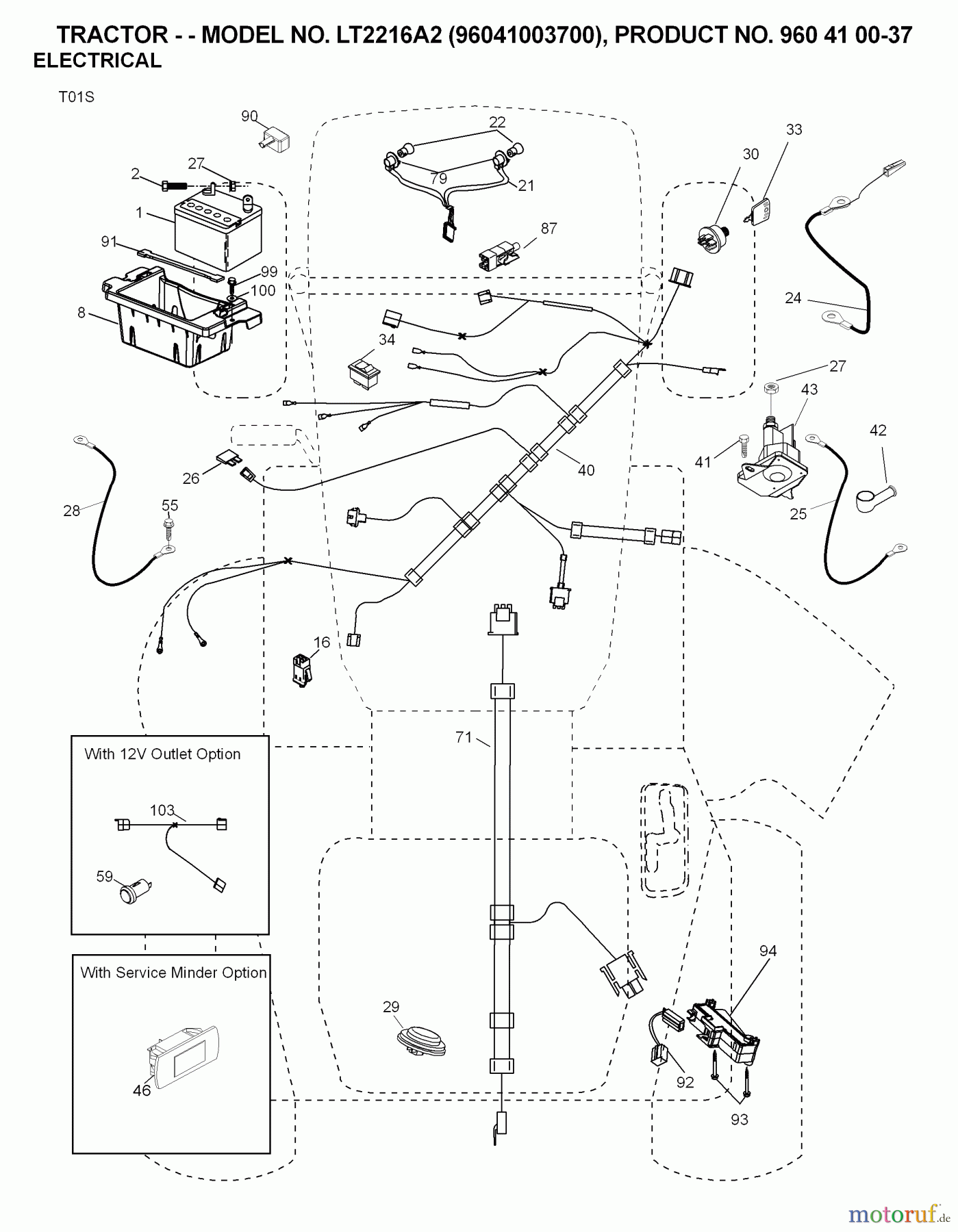 Jonsered Rasen und Garten Traktoren LT2216 A2 (96041003700) - Jonsered Lawn & Garden Tractor (2007-03) ELECTRICAL
