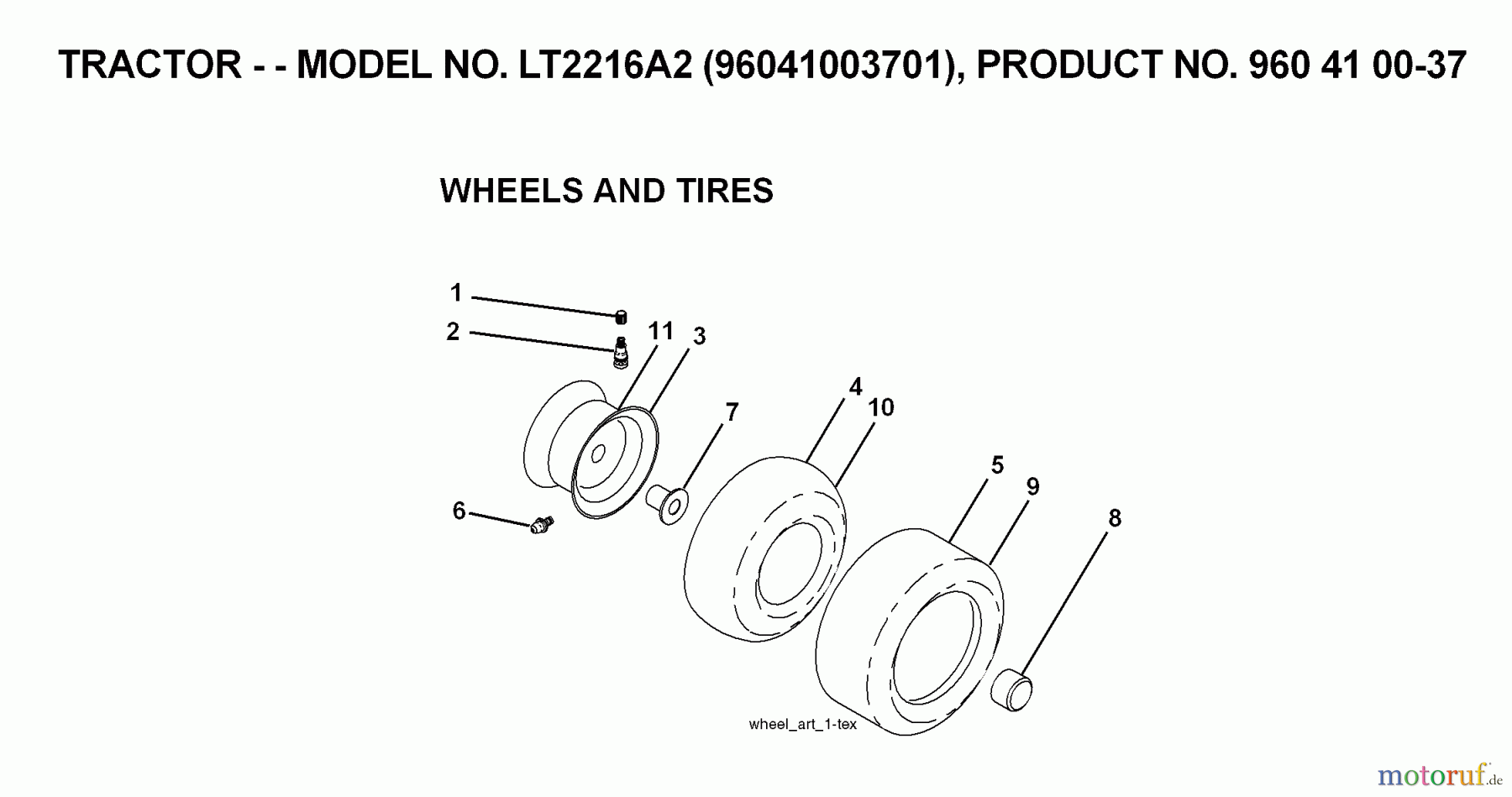  Jonsered Rasen  und Garten Traktoren LT2216 A2 (96041003701) - Jonsered Lawn & Garden Tractor (2007-05) WHEELS TIRES