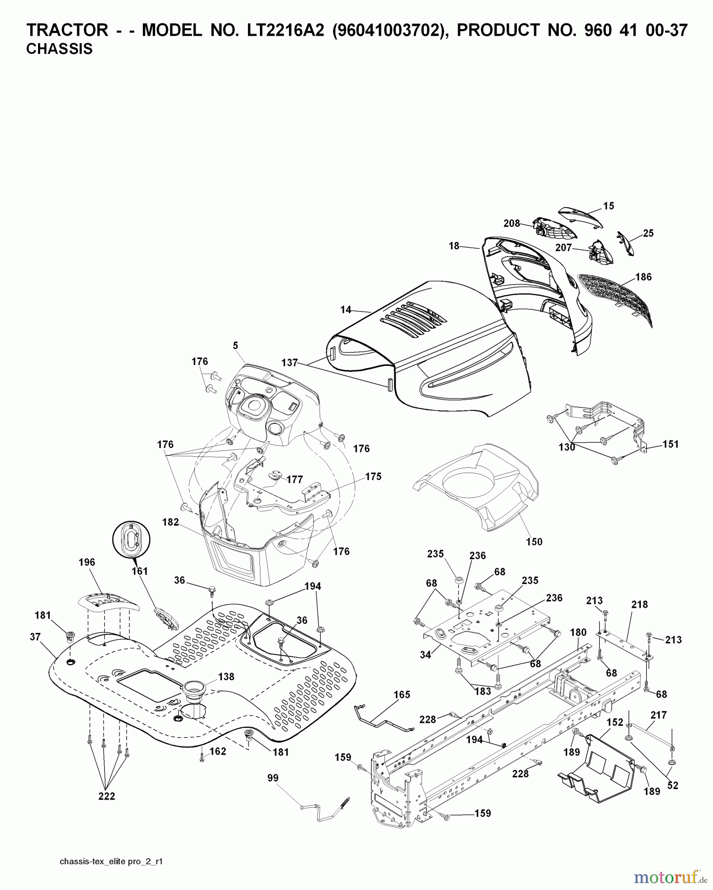 Jonsered Rasen und Garten Traktoren LT2216 A2 (96041003702) - Jonsered Lawn & Garden Tractor (2008-01) CHASSIS ENCLOSURES