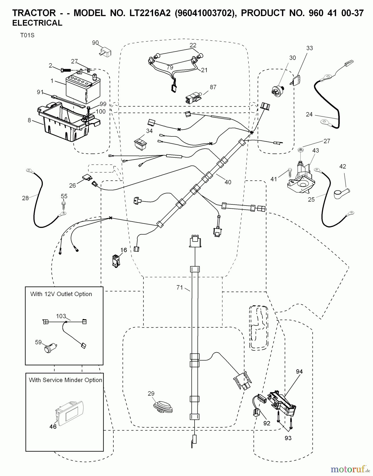 Jonsered Rasen und Garten Traktoren LT2216 A2 (96041003702) - Jonsered Lawn & Garden Tractor (2008-01) ELECTRICAL
